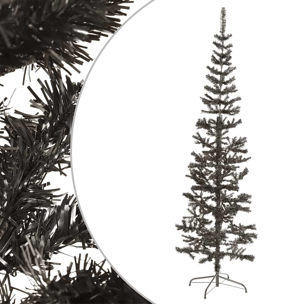 vidaXL Slim Christmas Tree Black 8 ft