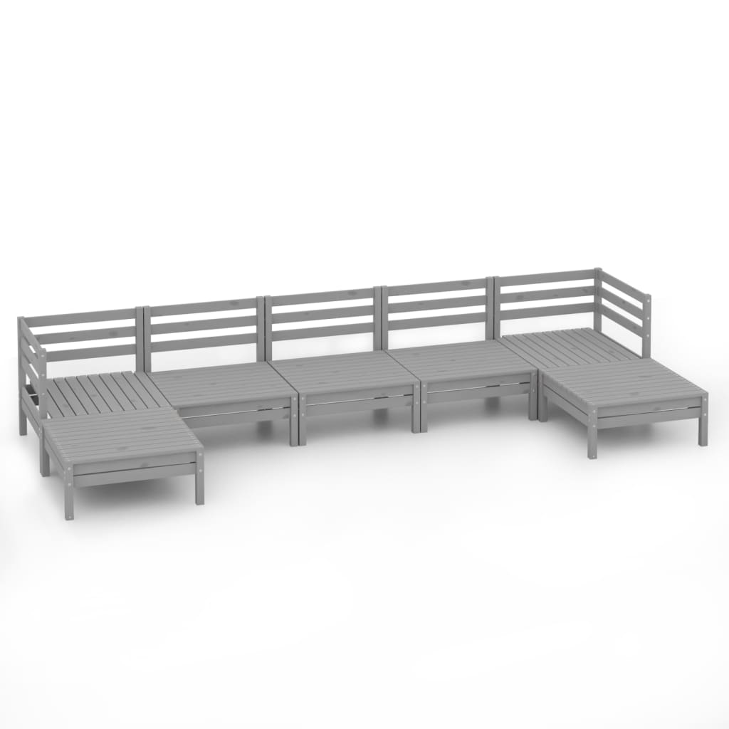 vidaXL 7 Piece Patio Lounge Set Gray Solid Pinewood