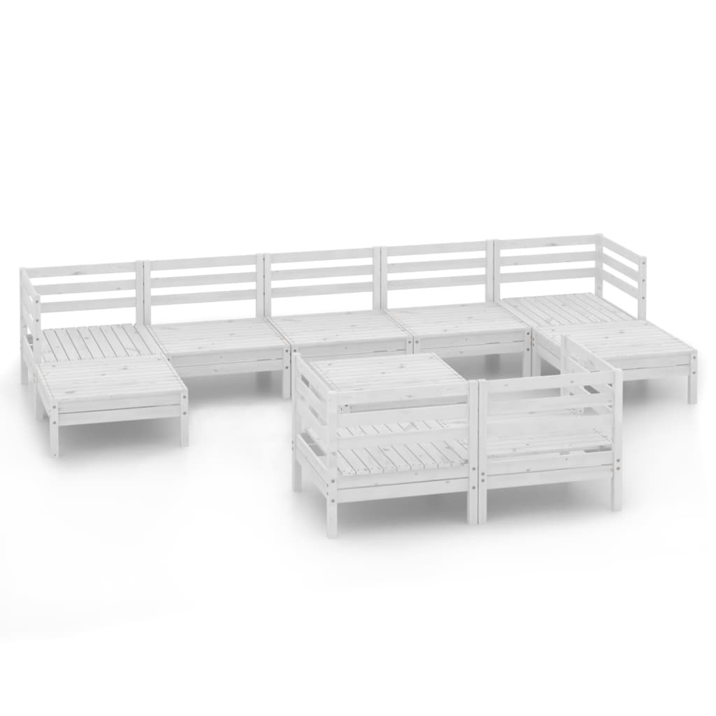 vidaXL 10 Piece Patio Lounge Set White Solid Pinewood