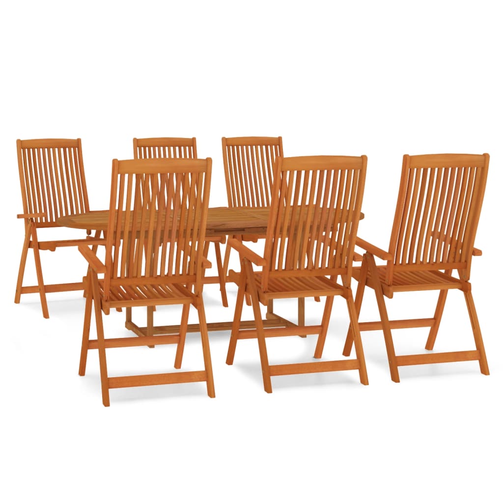 vidaXL 7 Piece Patio Dining Set Solid Wood Eucalyptus