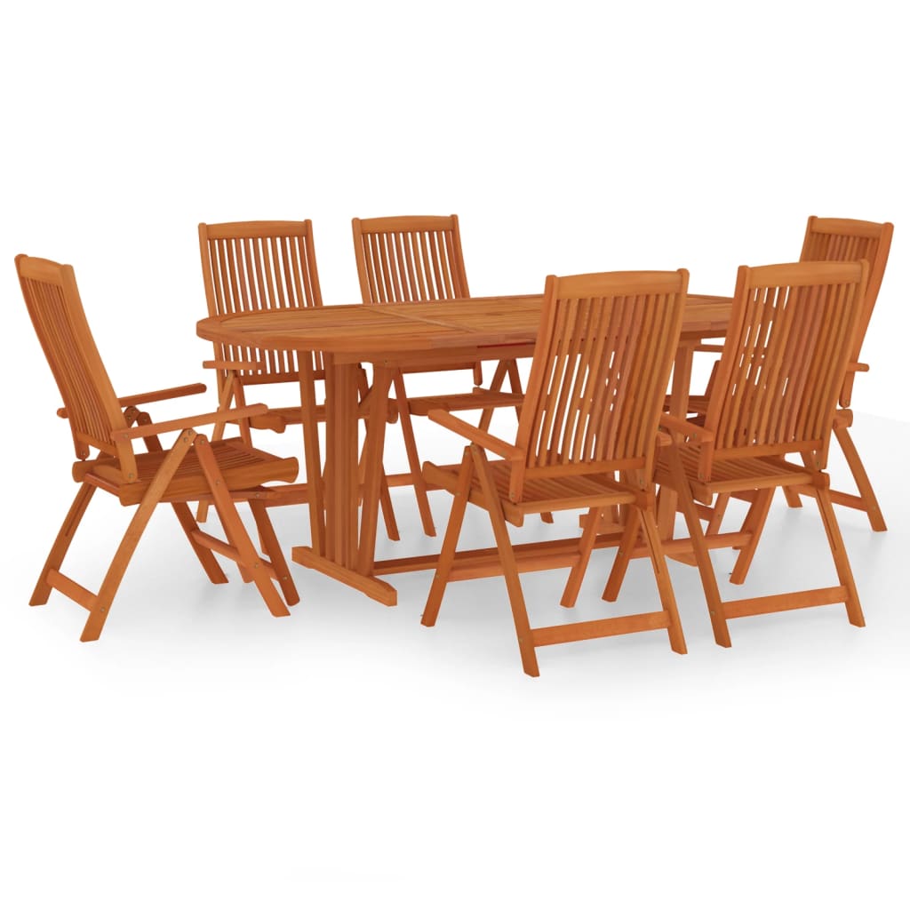 vidaXL 7 Piece Patio Dining Set Solid Wood Eucalyptus
