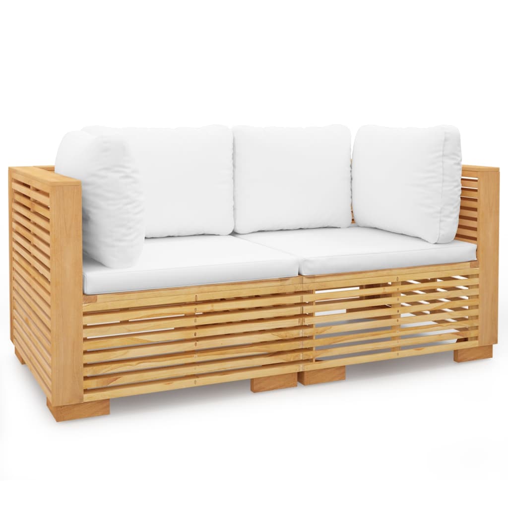 vidaXL Patio Corner Sofas with Cushions 2 pcs Solid Wood Teak