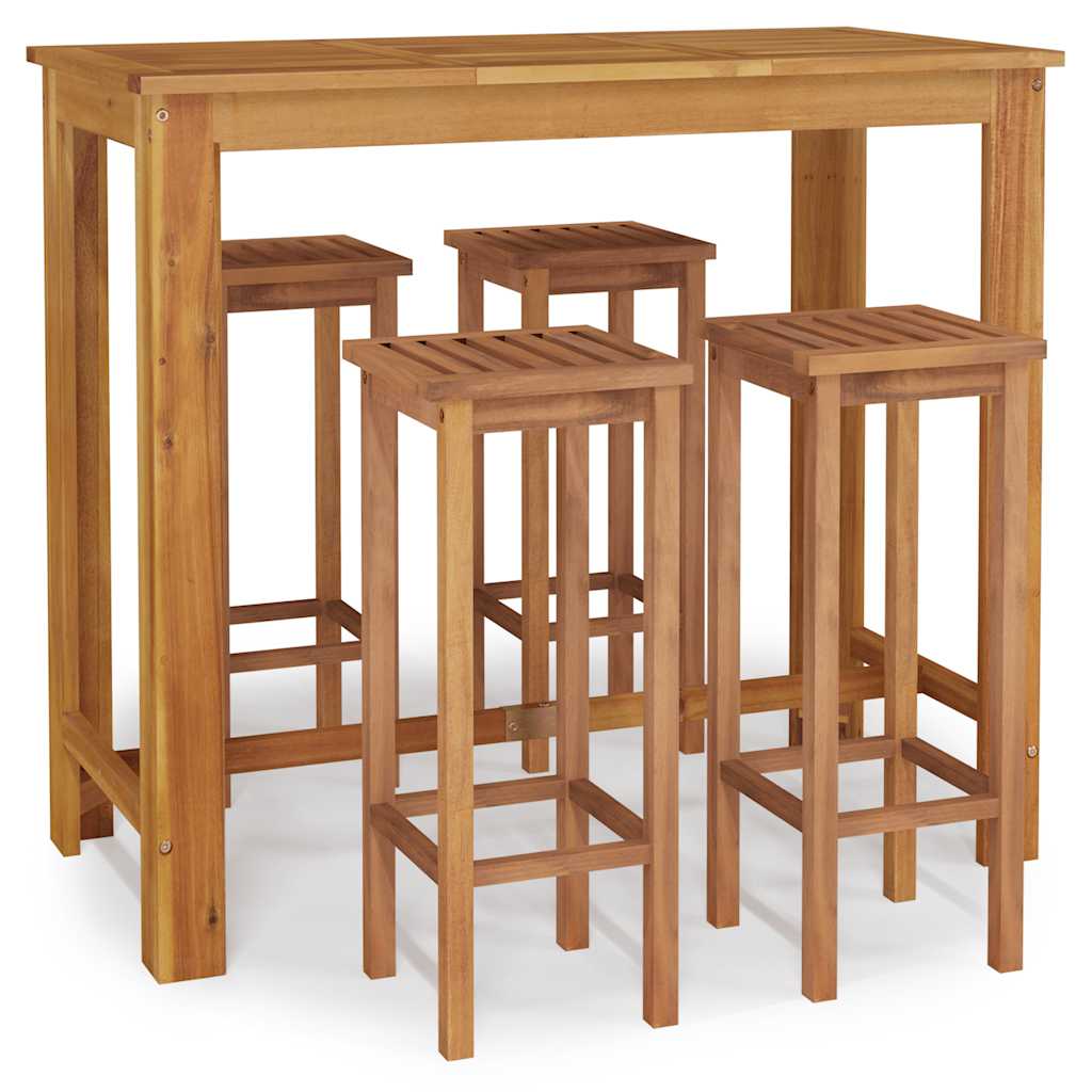 vidaXL 5 Piece Patio Bar Set Solid Wood Acacia
