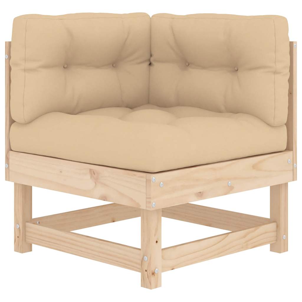 vidaXL Corner Sofa with Cushions Solid Wood Pine