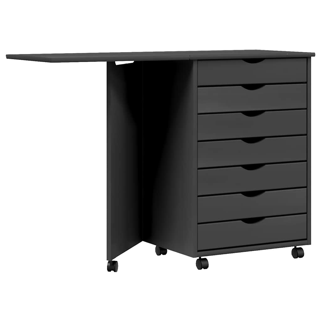 vidaXL Rolling Cabinet with Desk MOSS Gray Solid Wood Pine