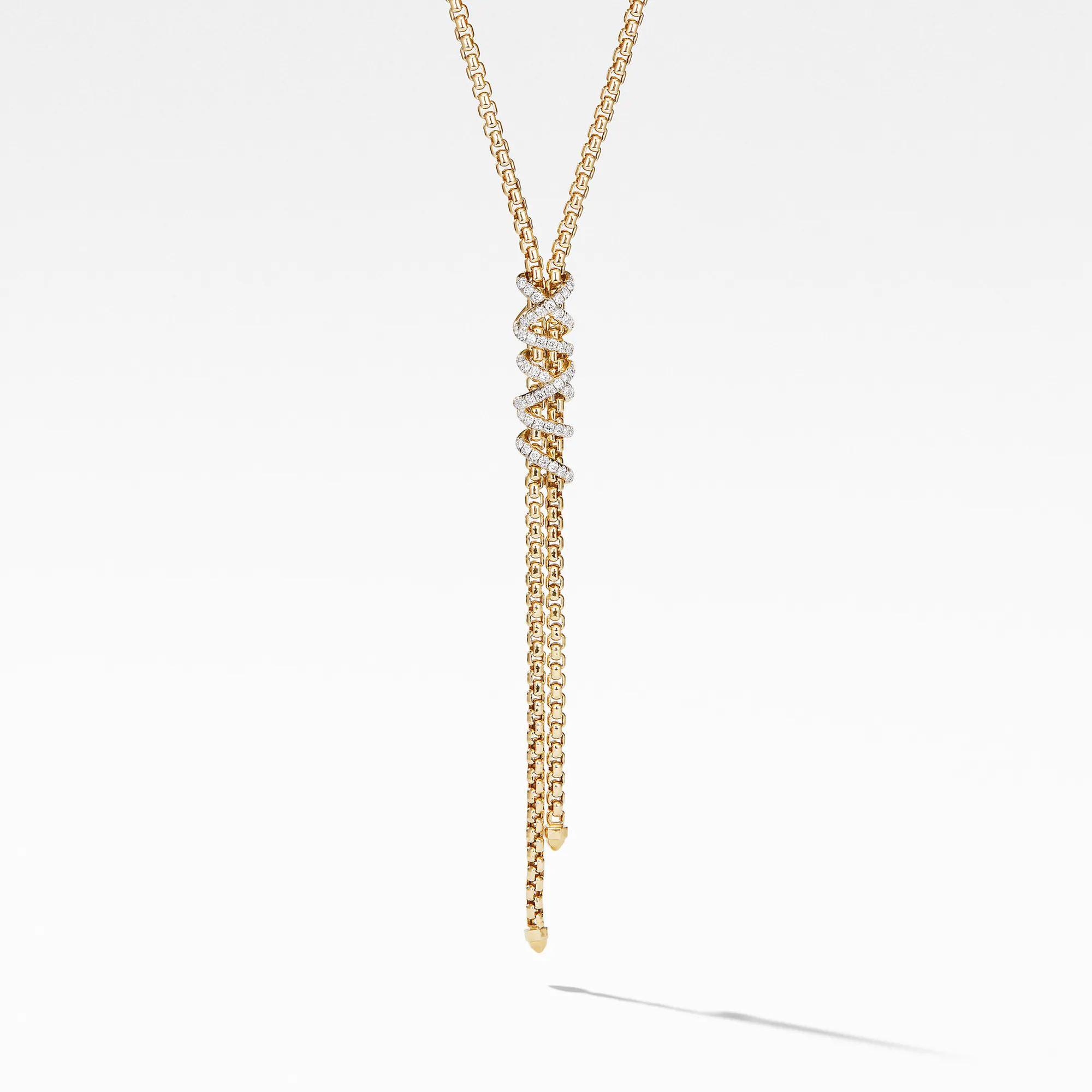 David Yurman Helena Y Necklace in 18k Yellow Gold with Diamonds