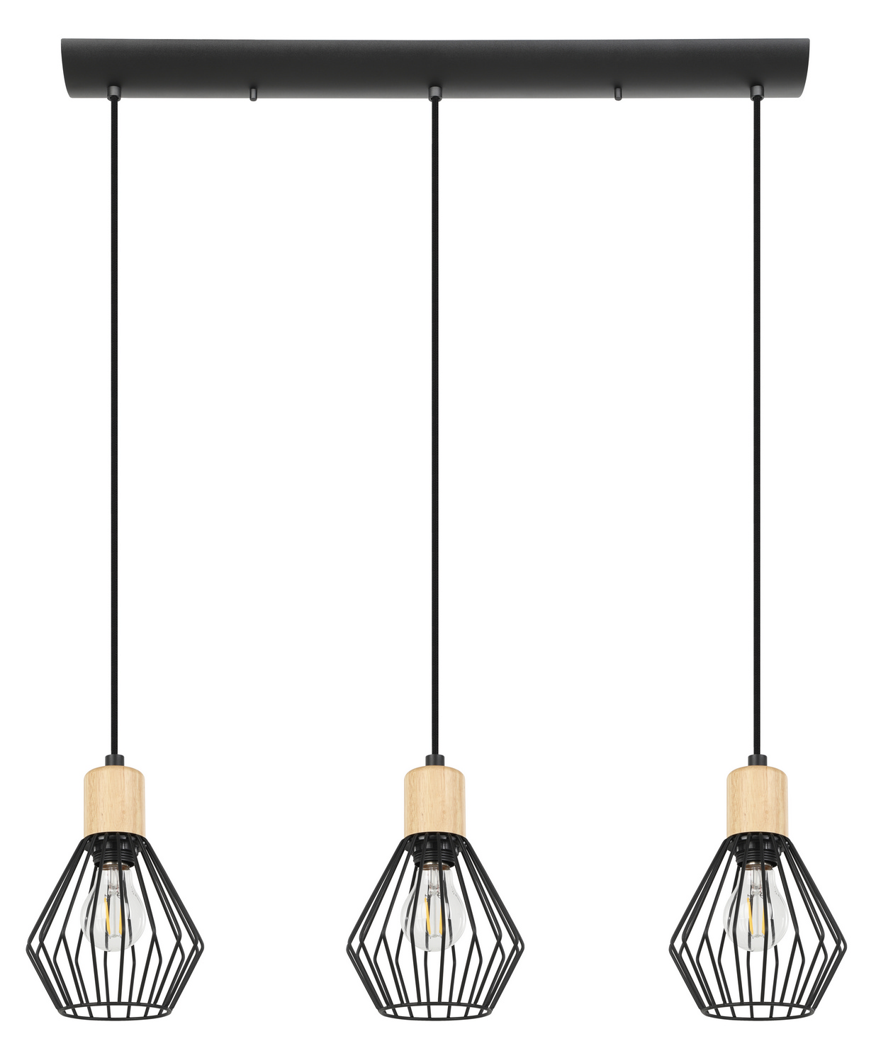 Palmorla 3-Light Pendant in Structured Black