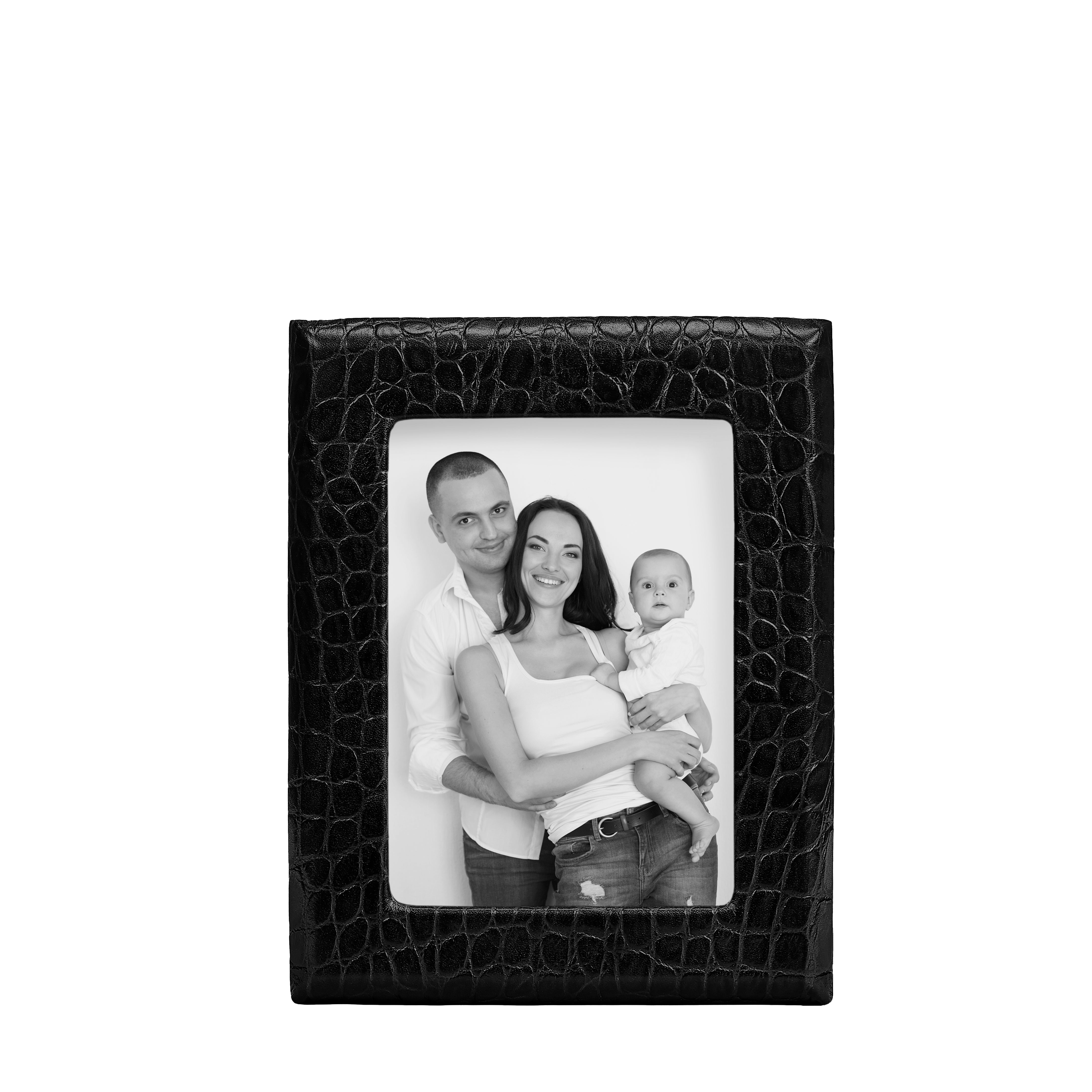 Graphic Image 5" x 7" Profile Studio Frame Black Crocodile Embossed Leather