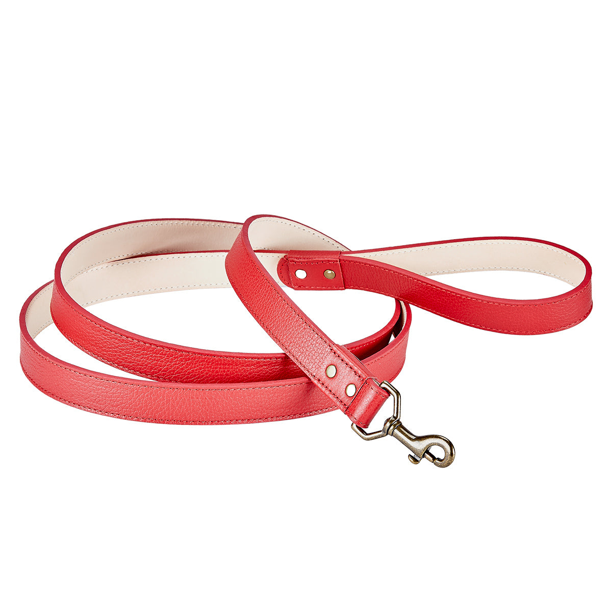 Graphic Image 6" Feet Dog Leash Red Pebble Grain Leather