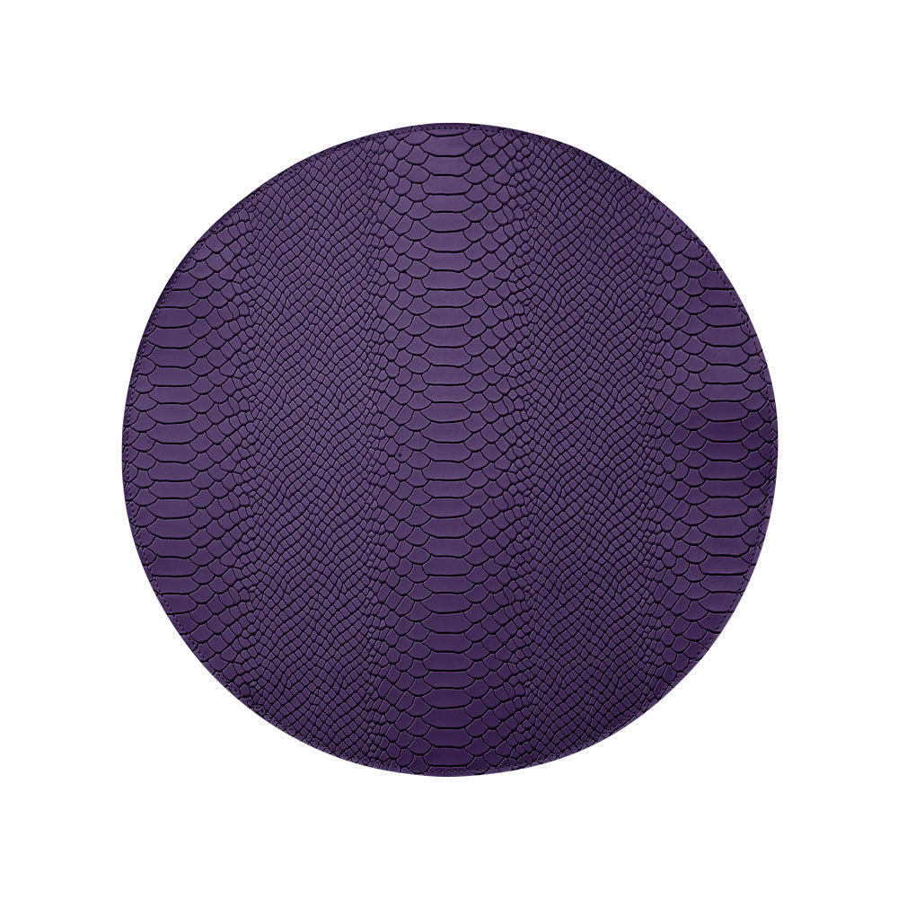 Graphic Image Leather Round Placemats - Set of 2 Purple Embossed Python Leather