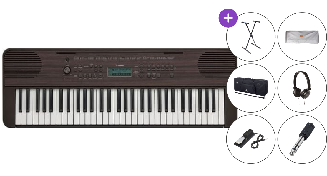 Yamaha PSR E360 Deluxe SET Clavier dynamique Dark Walnut