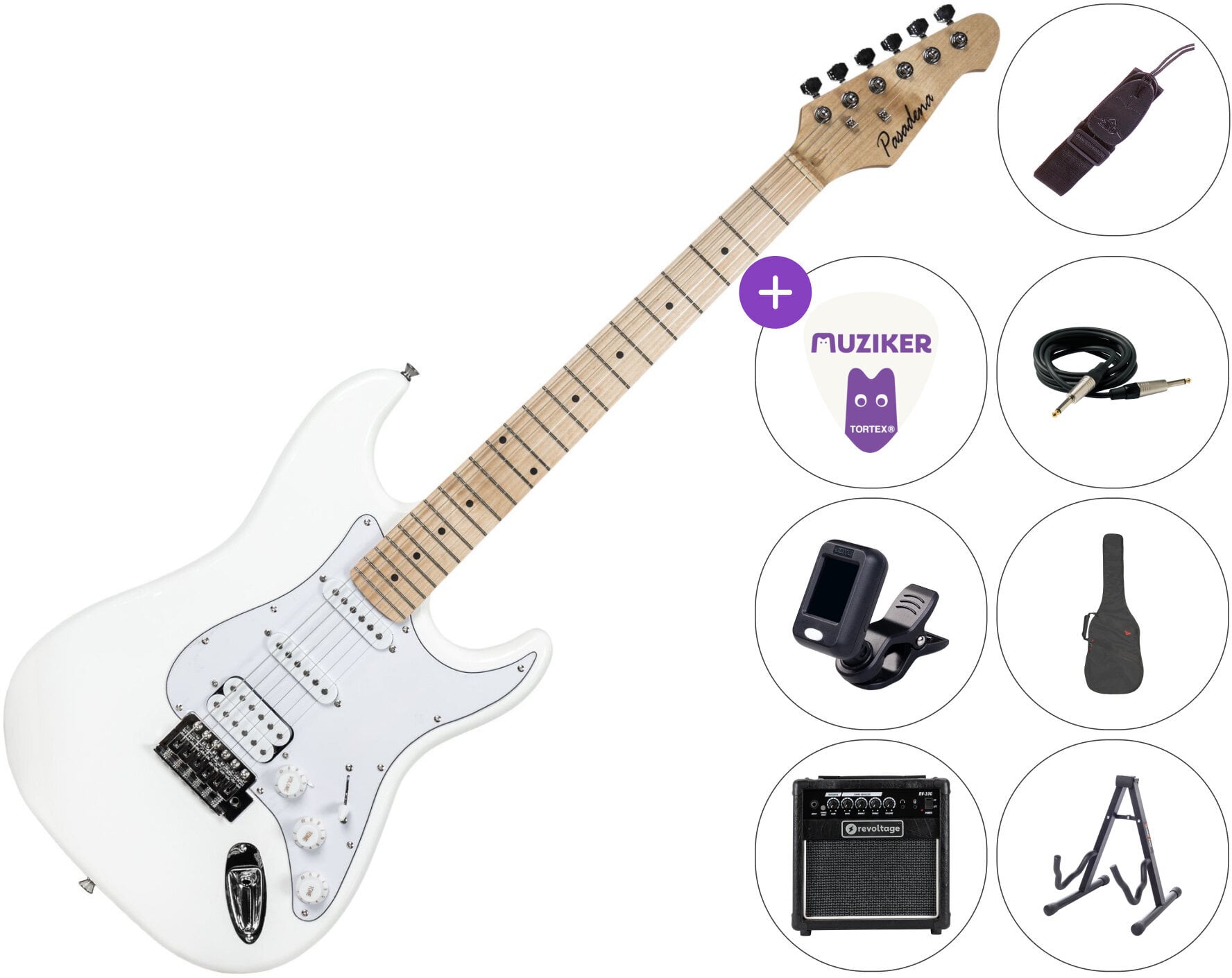 Pasadena ST-11 SET 10W White Guitare électrique