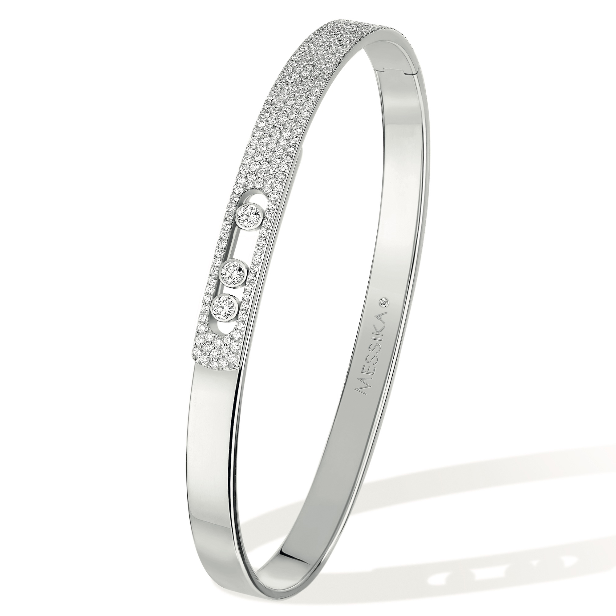Messika Mova Noa PM 7/8ctw Diamond Pave White Gold Bangle Bracelet 