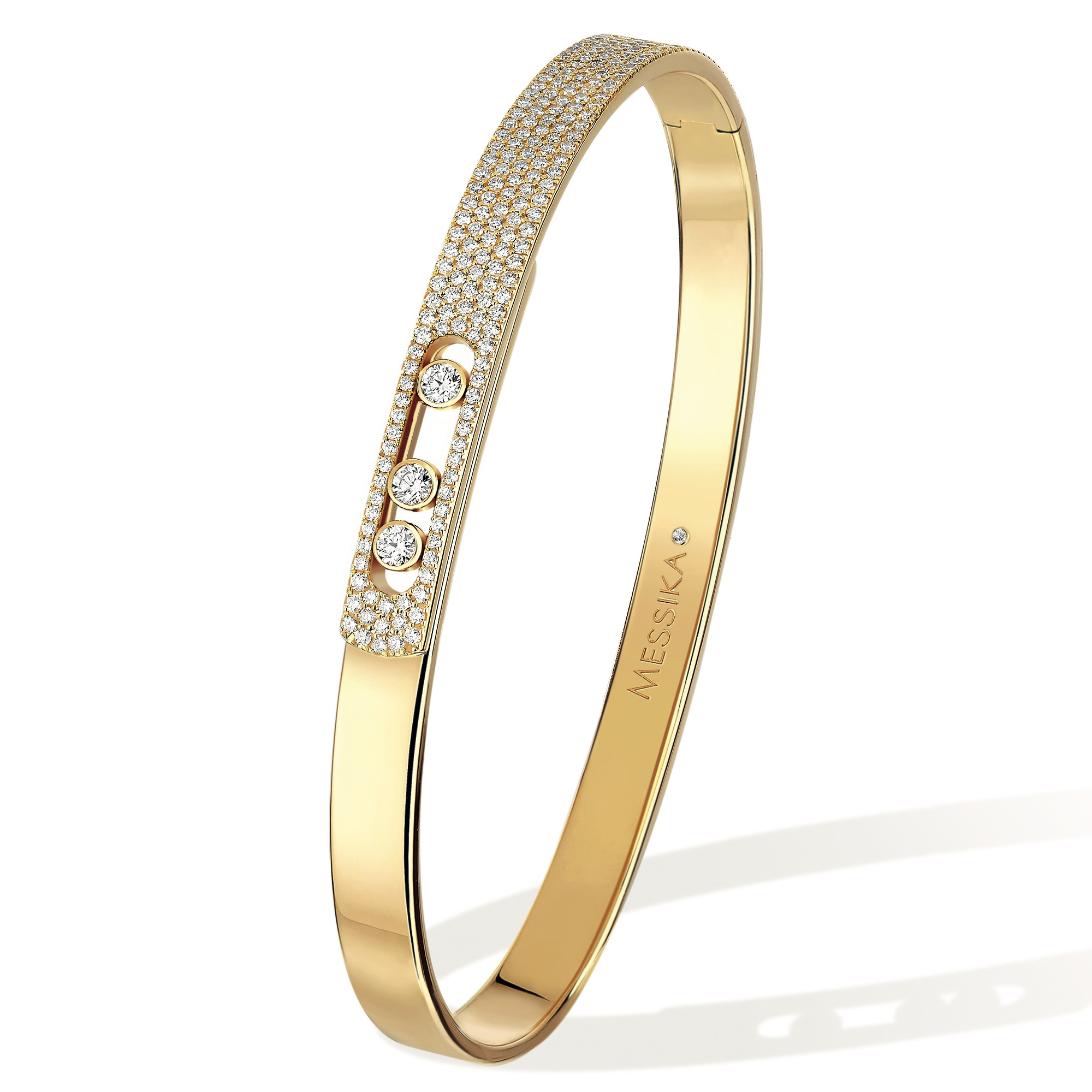 Messika Mova Noa PM 7/8ctw Diamond Pave Yellow Gold Bangle Bracelet 