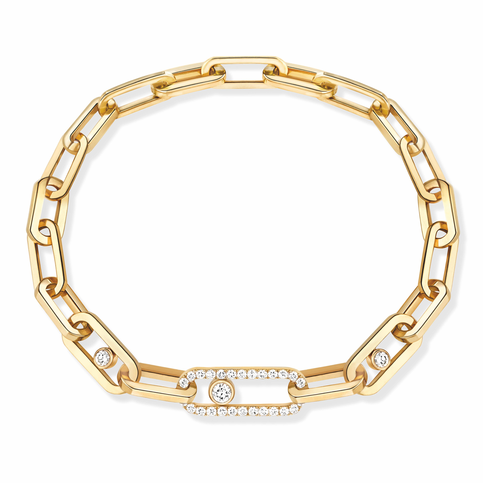 Messika Move 1ctw Diamond Link Yellow Gold Bracelet 