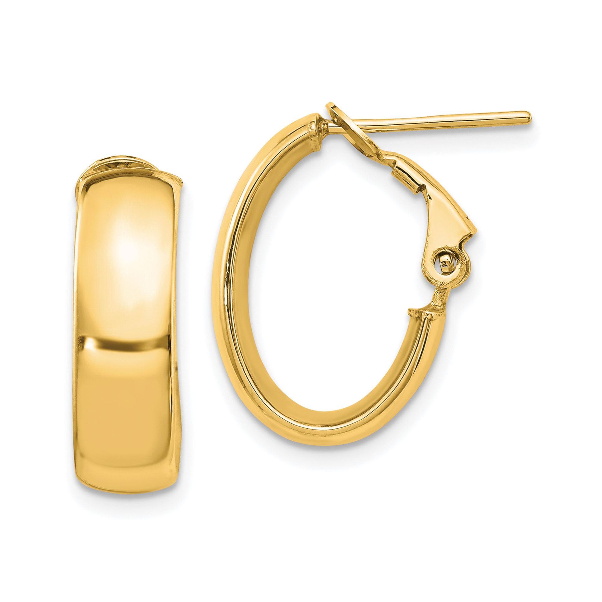 Yellow Gold Oval Tube Hoop Earrings | 6x18mm 191101735530