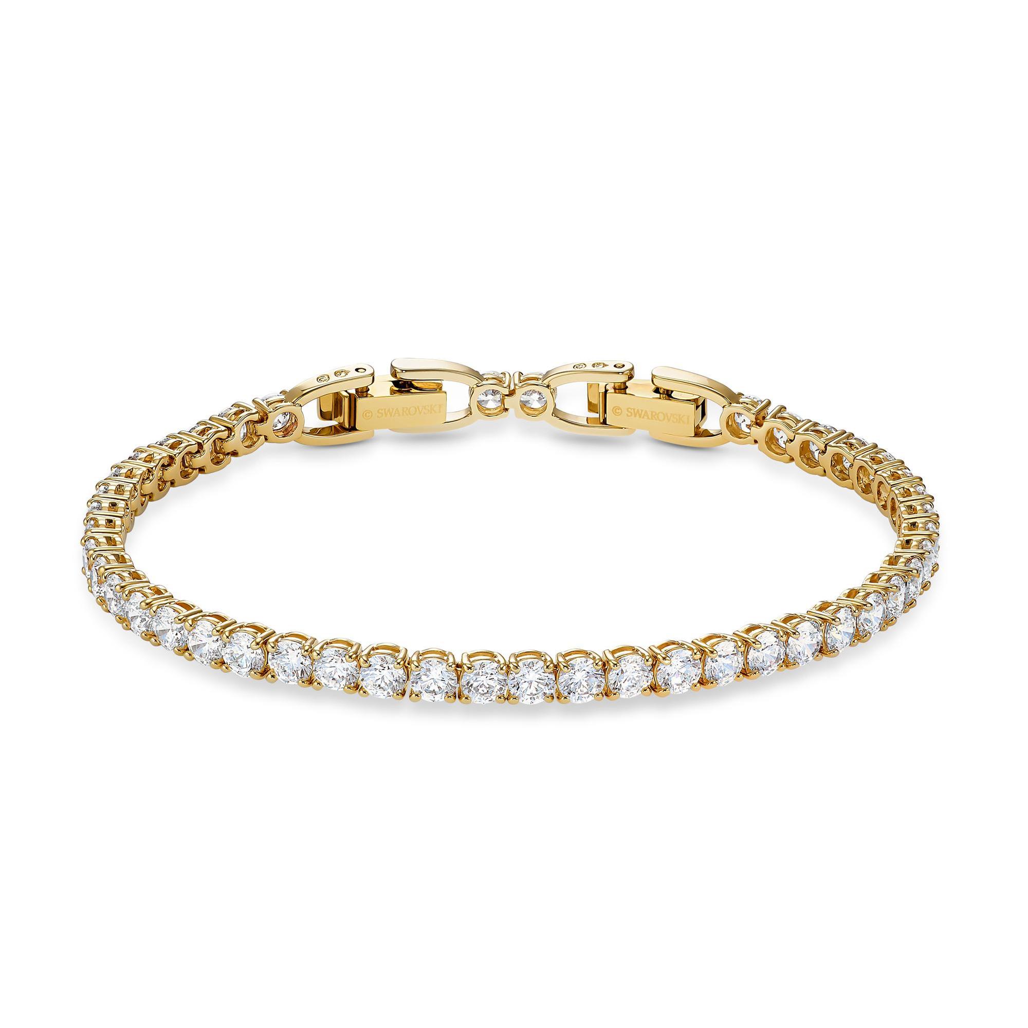Swarovski Crystal Deluxe White Round Gold-Tone Tennis Bracelet 191453005251