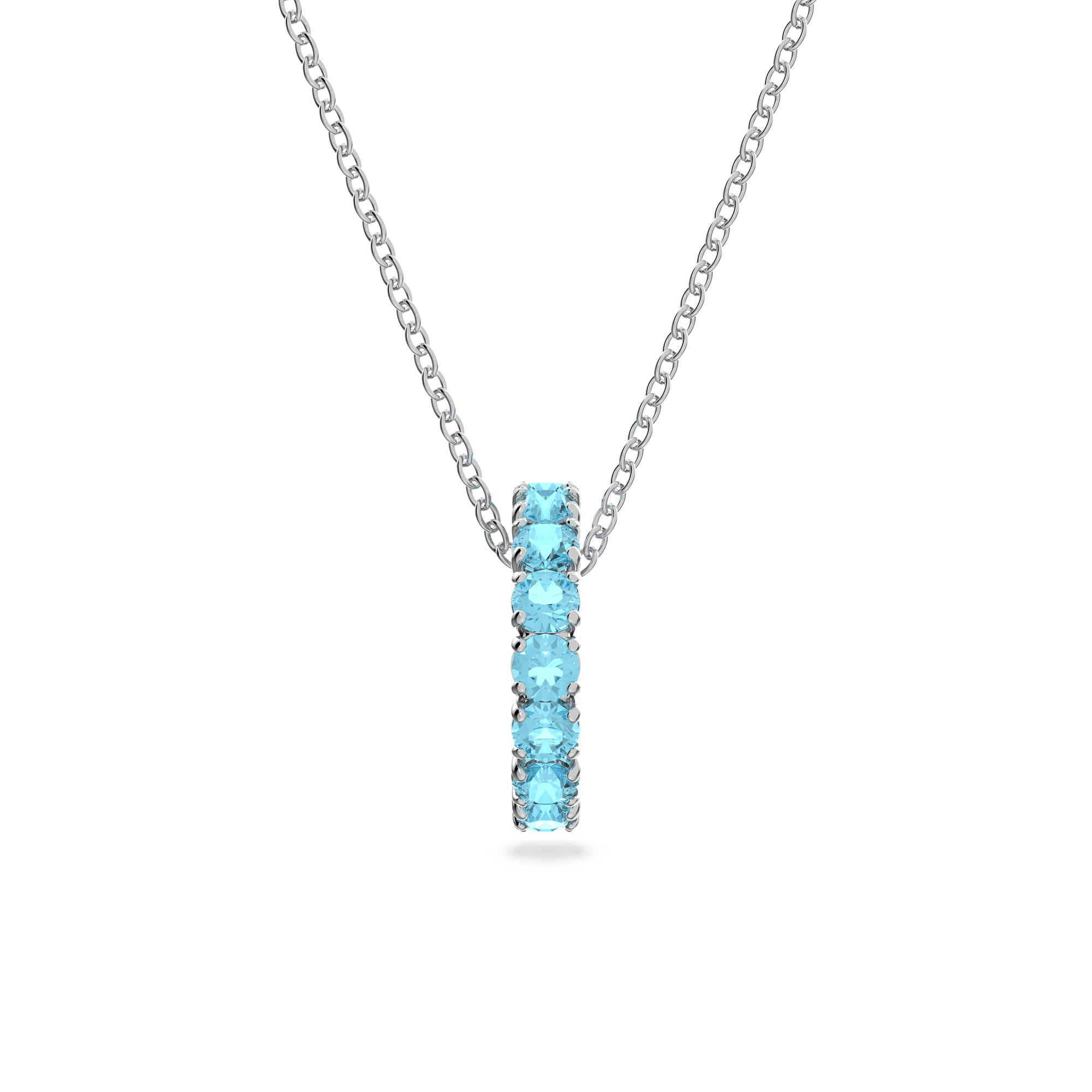 Swarovski Crystal Exalta Rhodium-Plated Blue Pendant Necklace 191453191510