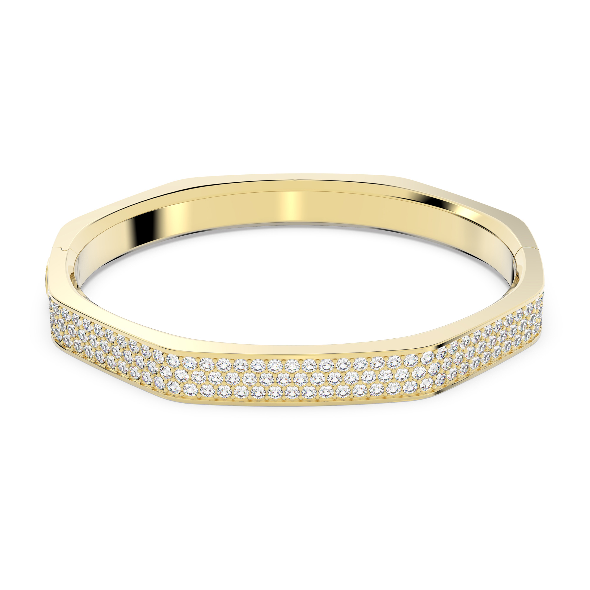 Swarovski Crystal Dextera White Oval Cut Yellow Gold-Tone Plated Octagon Shape Bangle Bracelet 191453208690