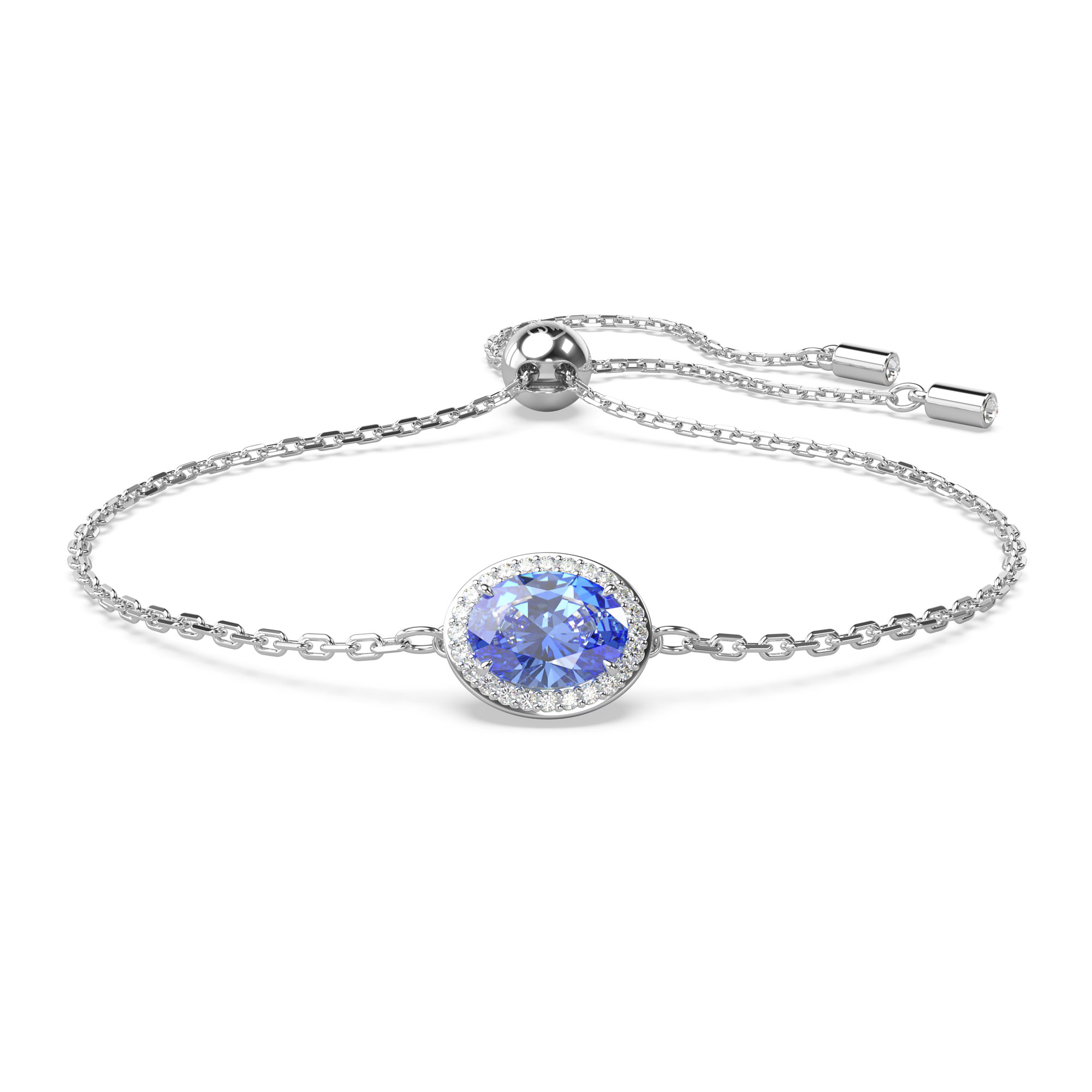 Swarovski Crystal and Zirconia Constella Rhodium-Plated Blue Bolo Bracelet 191453223099