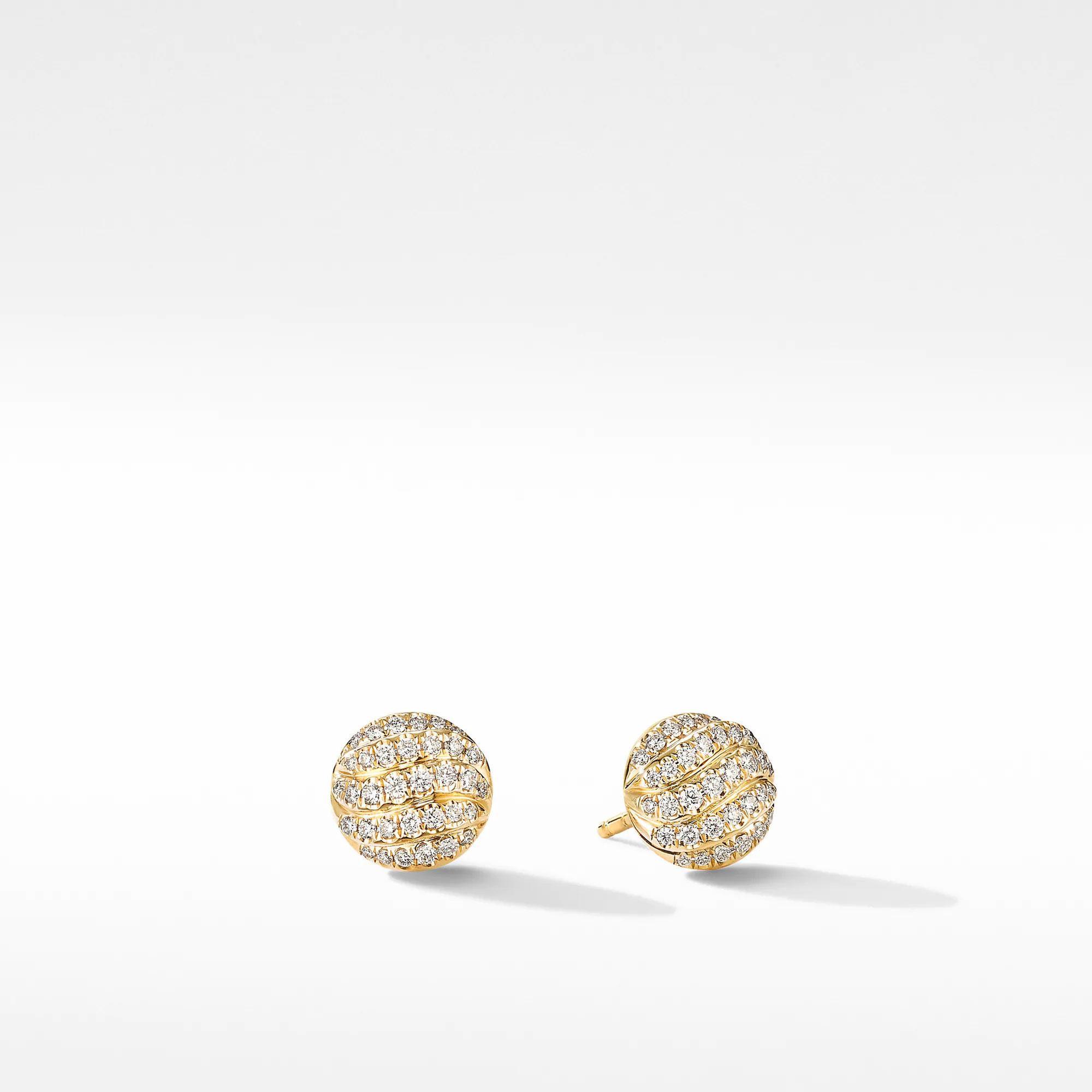 David Yurman Mini Cable Stud Earrings in 18K Yellow Gold with Diamonds 192740944543