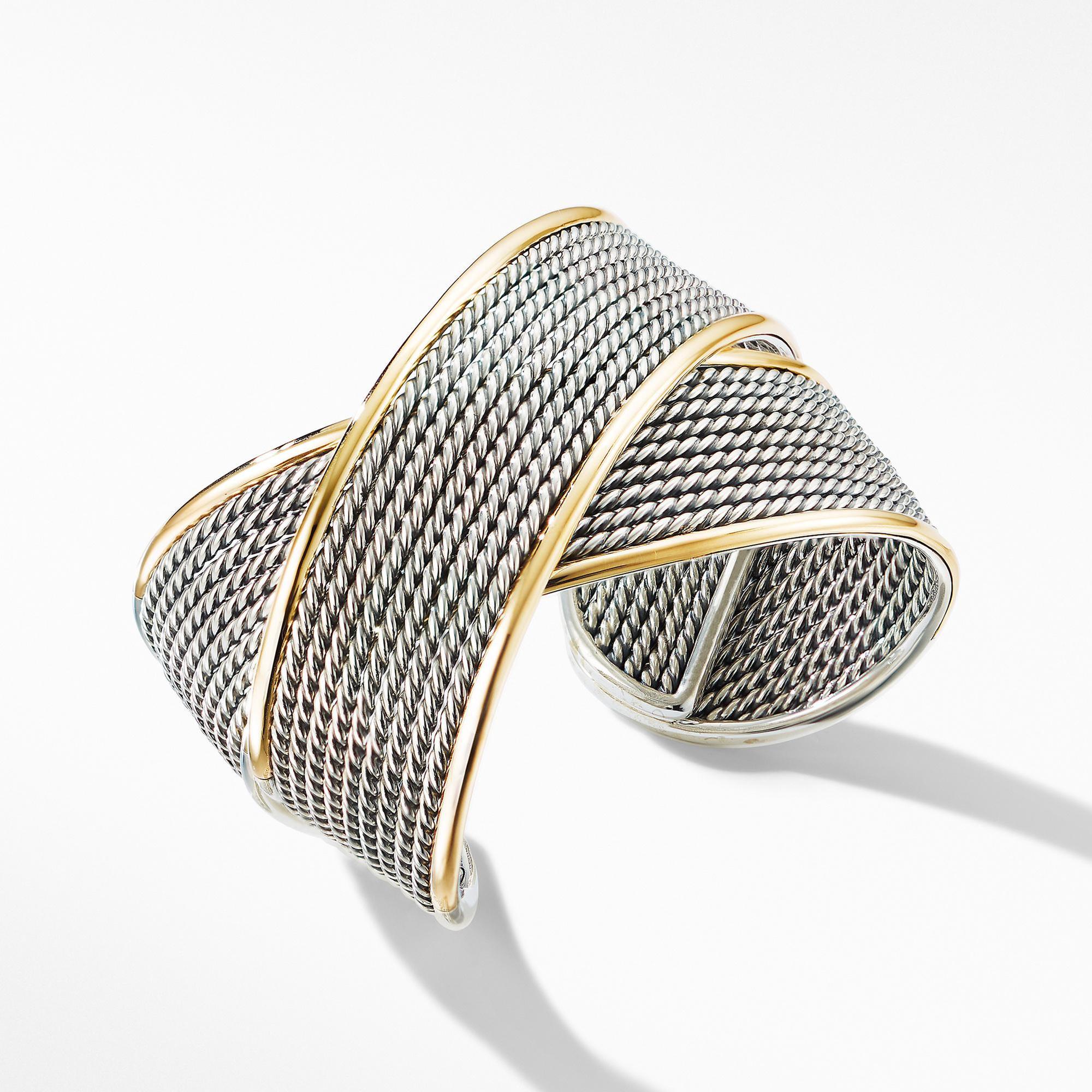 David Yurman DY Origami Large Crossover Cuff Bracelet with 18k Yellow Gold 192740977060