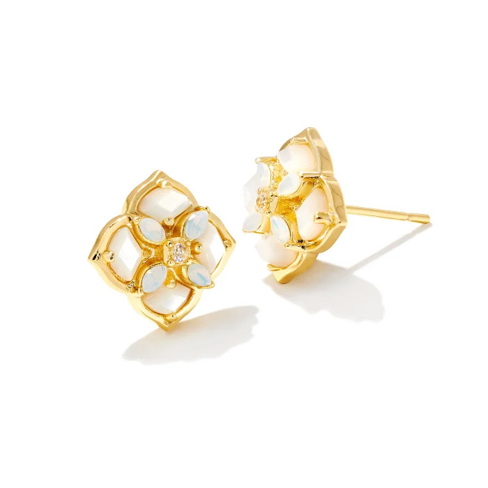 Kendra Scott Dira Stone Stud Earrings in Ivory Mix 196088034867