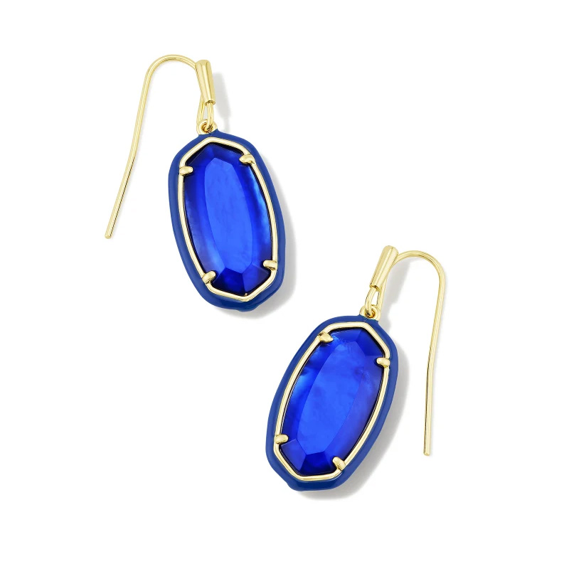 Kendra Scott Dani Enamel Framed Drop Earrings in Cobalt Illusion 196088561509