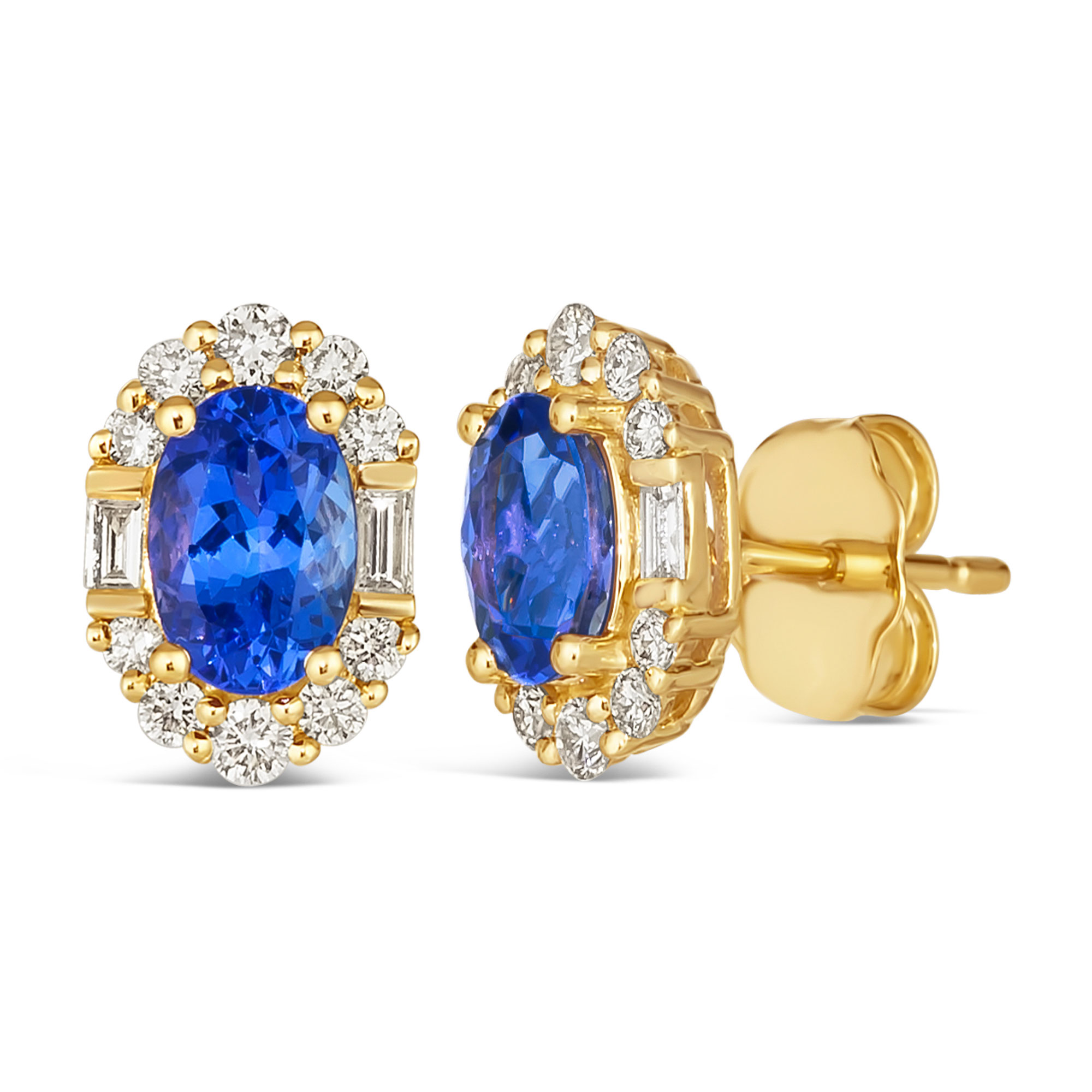 Le Vian(R) 1/4ctw Vanilla Diamonds and Blueberry Tanzanite(R) 14k Honey Gold(tm) Earrings 196724106484