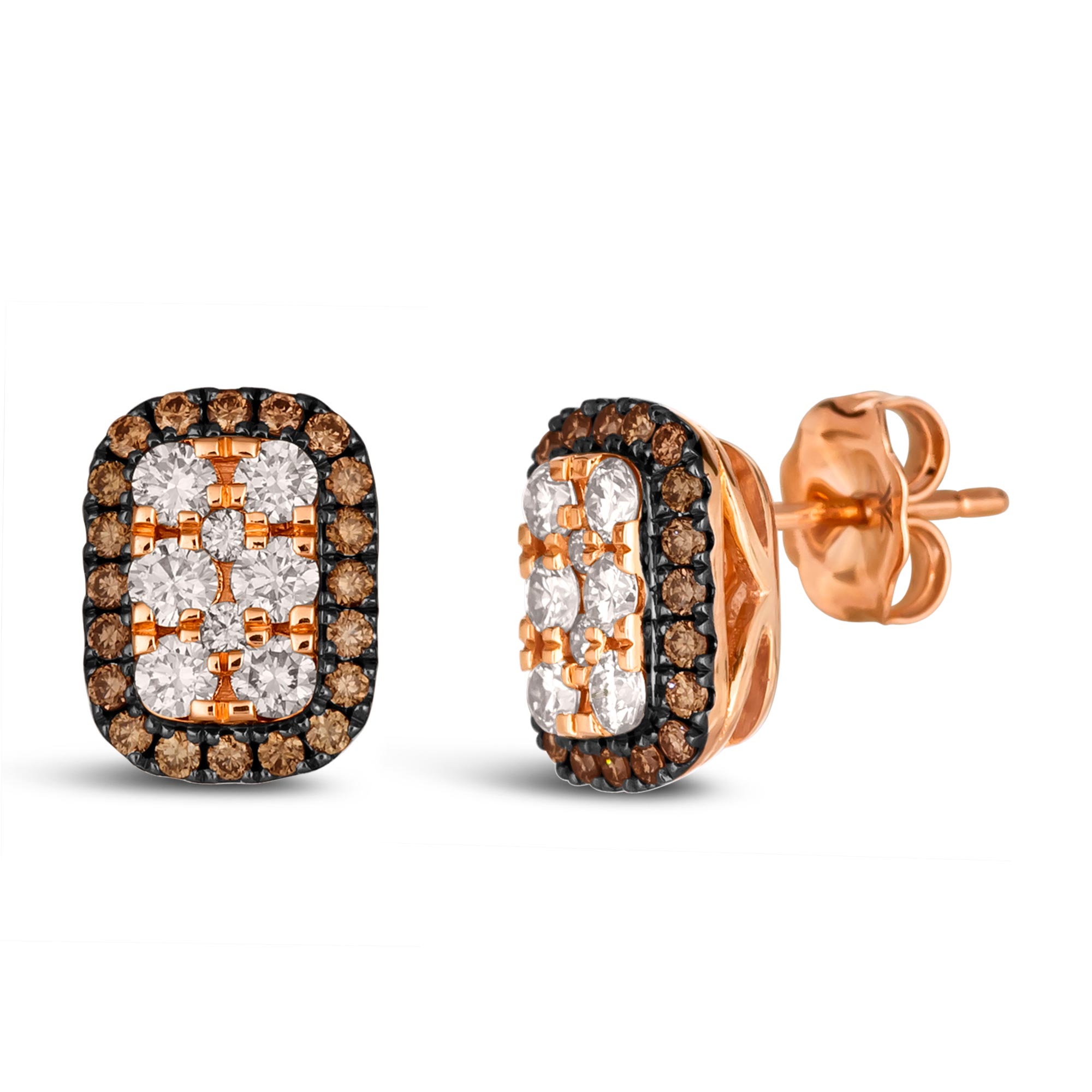 Le Vian(R) 7/8ctw Chocolate Diamonds(R) and Vanilla Diamonds(R) 14k Strawberry Gold(R) Earrings 196724121661