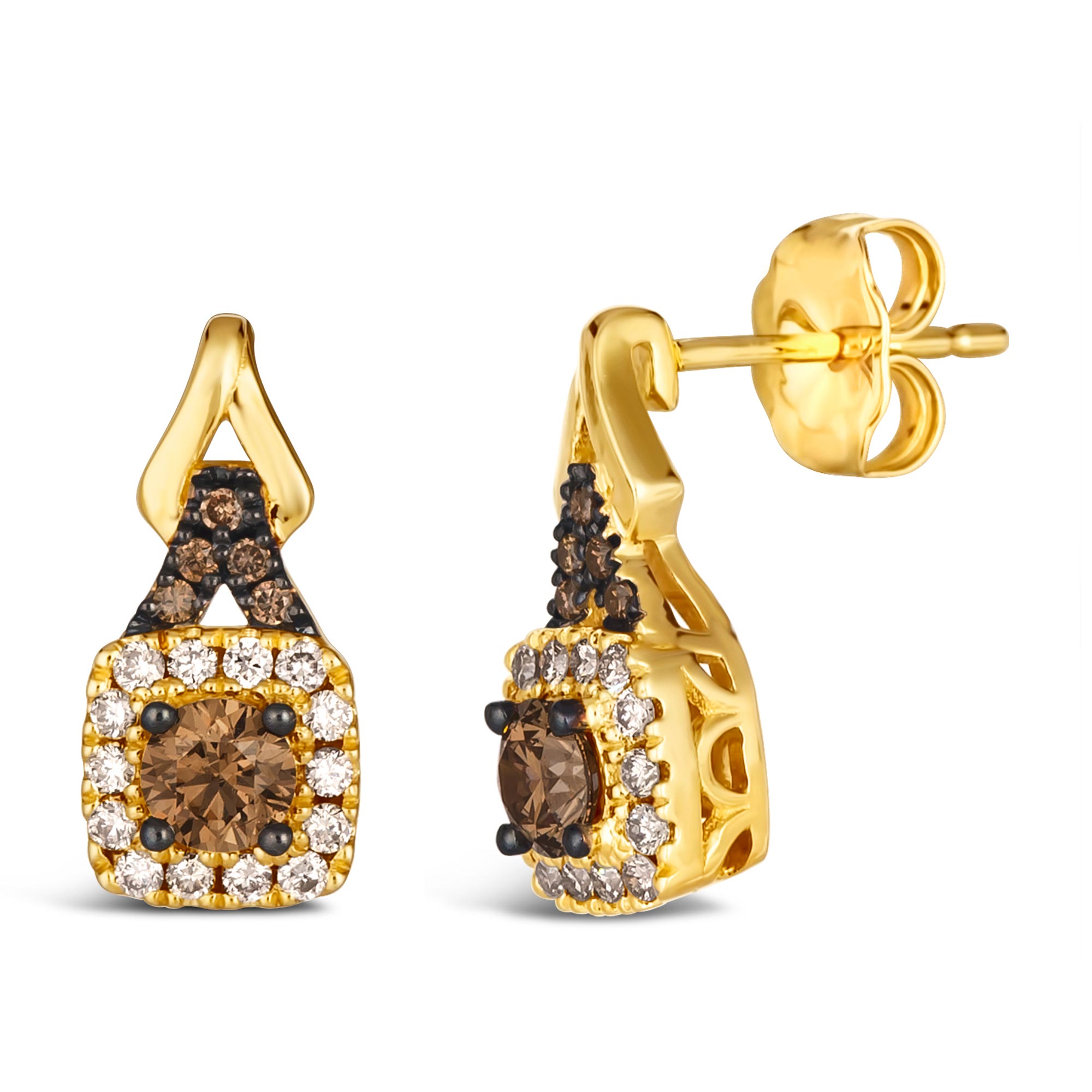 Le Vian(R) 5/8ctw Chocolate Diamonds(R) and Nude Diamonds(tm) 14k Honey Gold(tm) Halo Earrings 196724270468