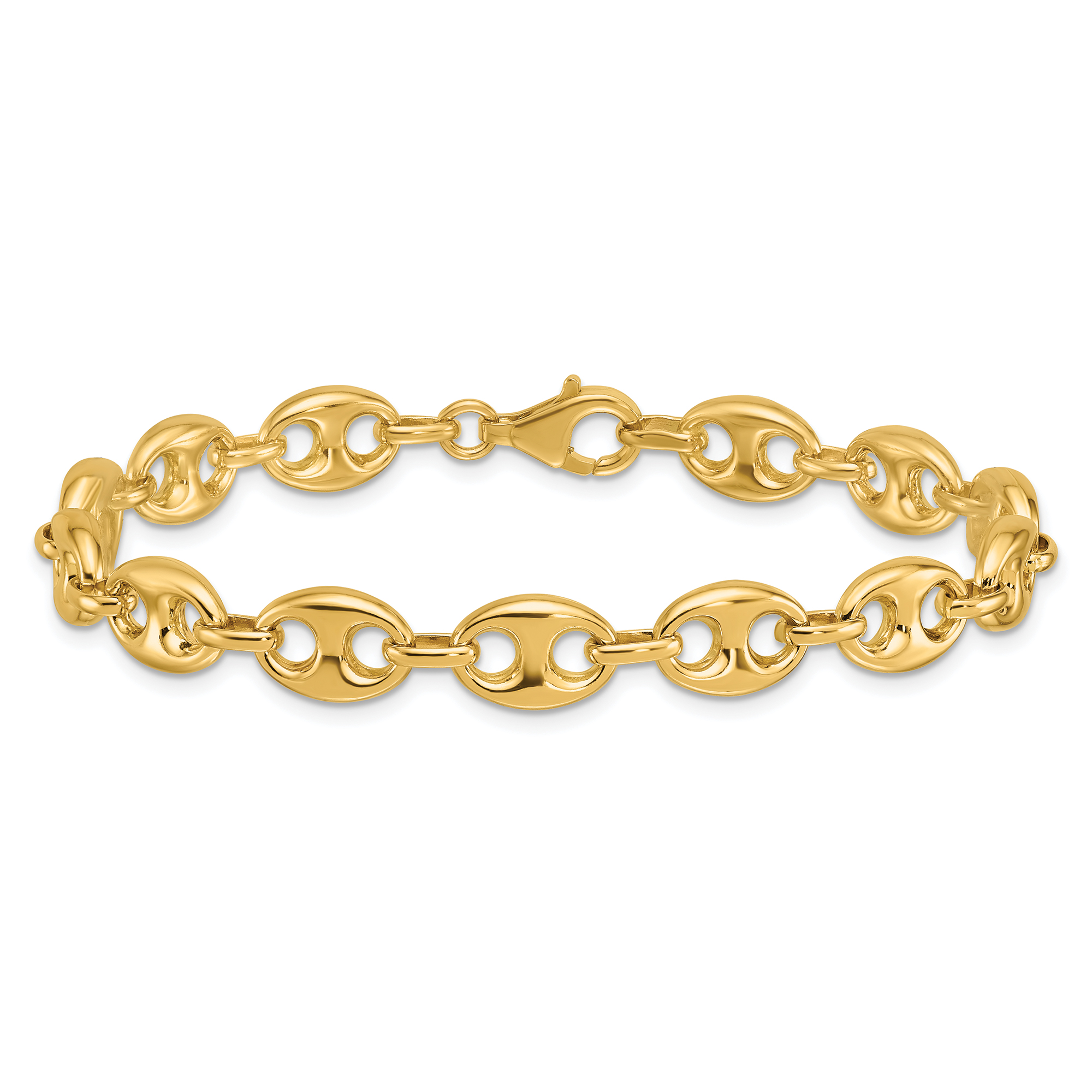 Yellow Gold Semi-Solid Puffed Anchor Link Chain Bracelet | 8.4mm | 8 Inches 196904190937