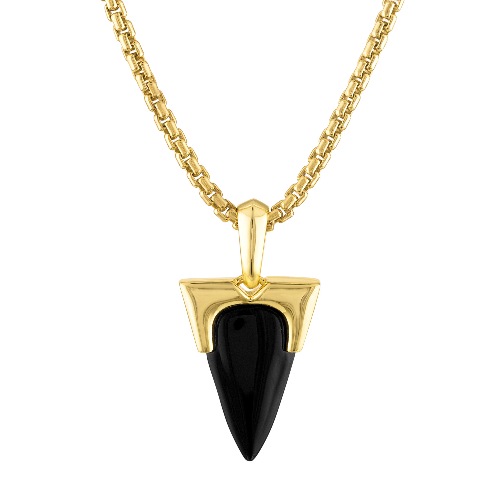 Bulova Icon Black Onyx Arrowhead Gold-Plated Pendant Necklace 42429596078