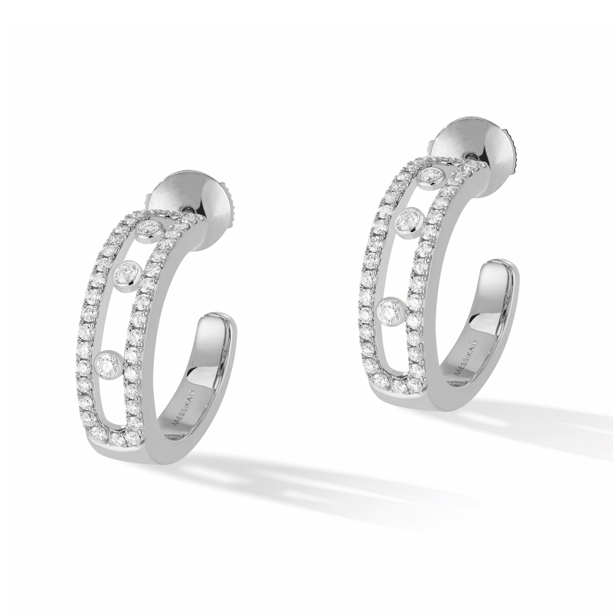 Messika Move 1/2ctw Diamond Pave White Gold Hoop Earrings 