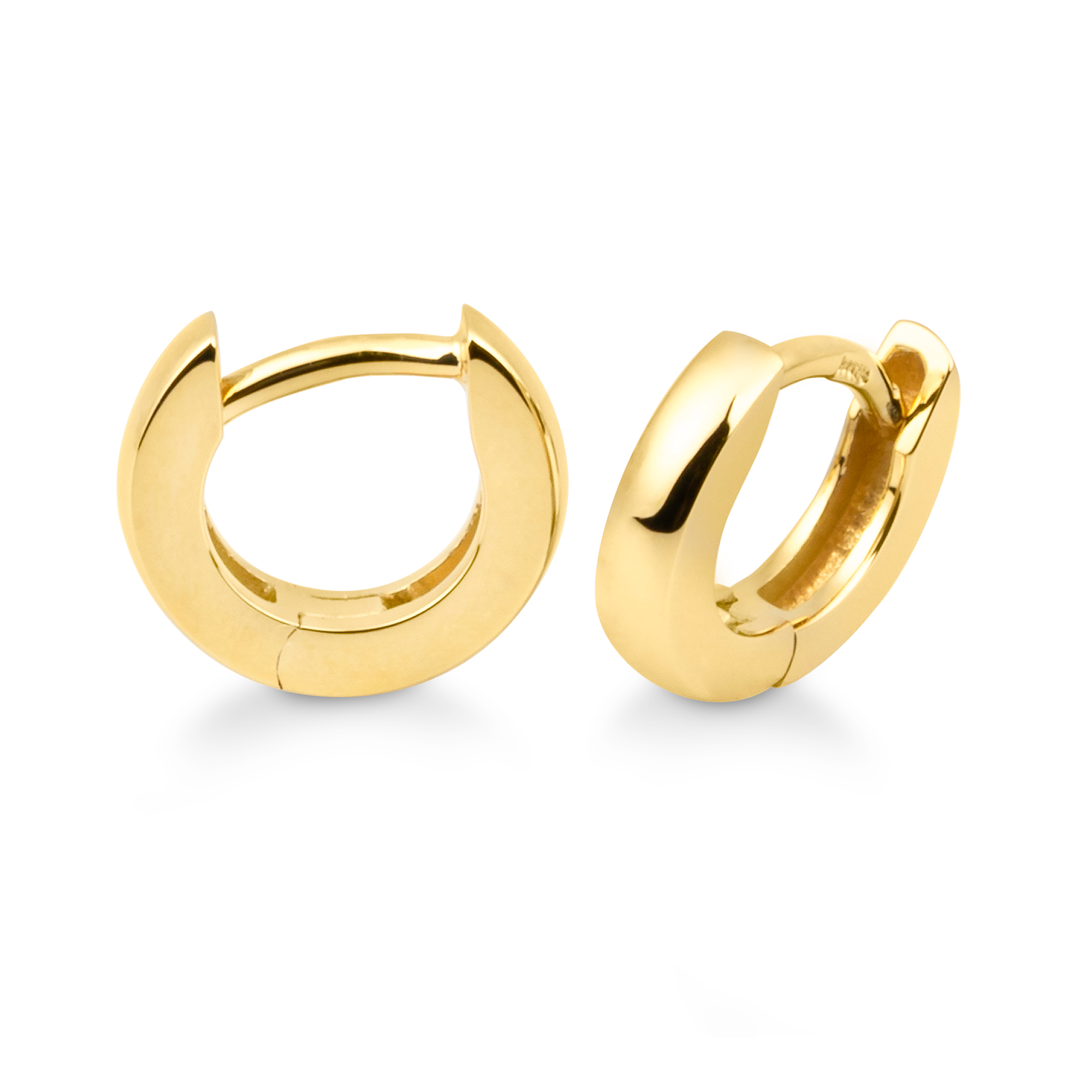 Breuning 10.5mm Yellow Gold Huggie Hoop Earrings 