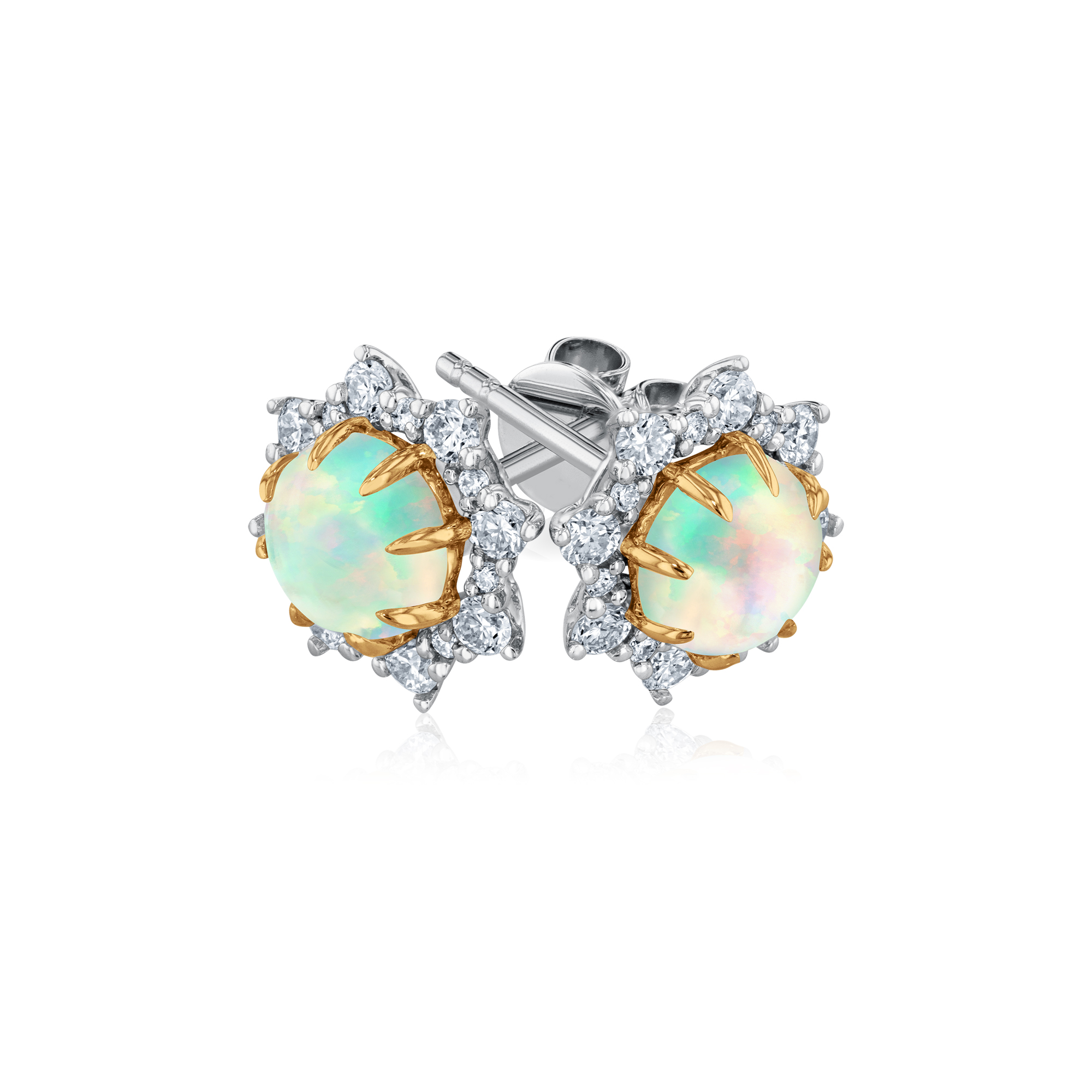 Effy Opal and 3/8ctw Diamond Halo Two-Tone Gold Earrings 617892800351