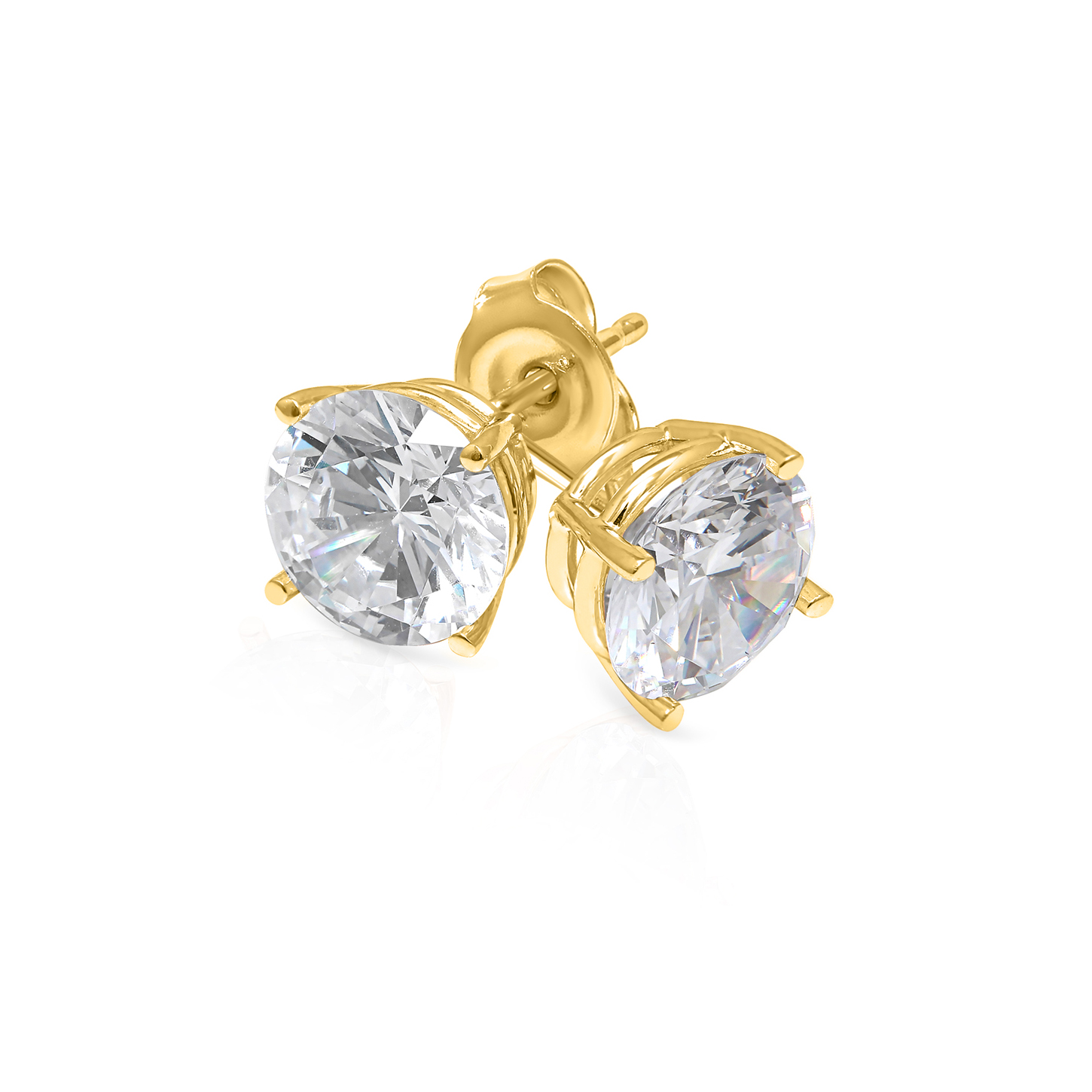 3/4ctw Round Lab Grown Diamond Yellow Gold Solitaire Earrings 631605922680