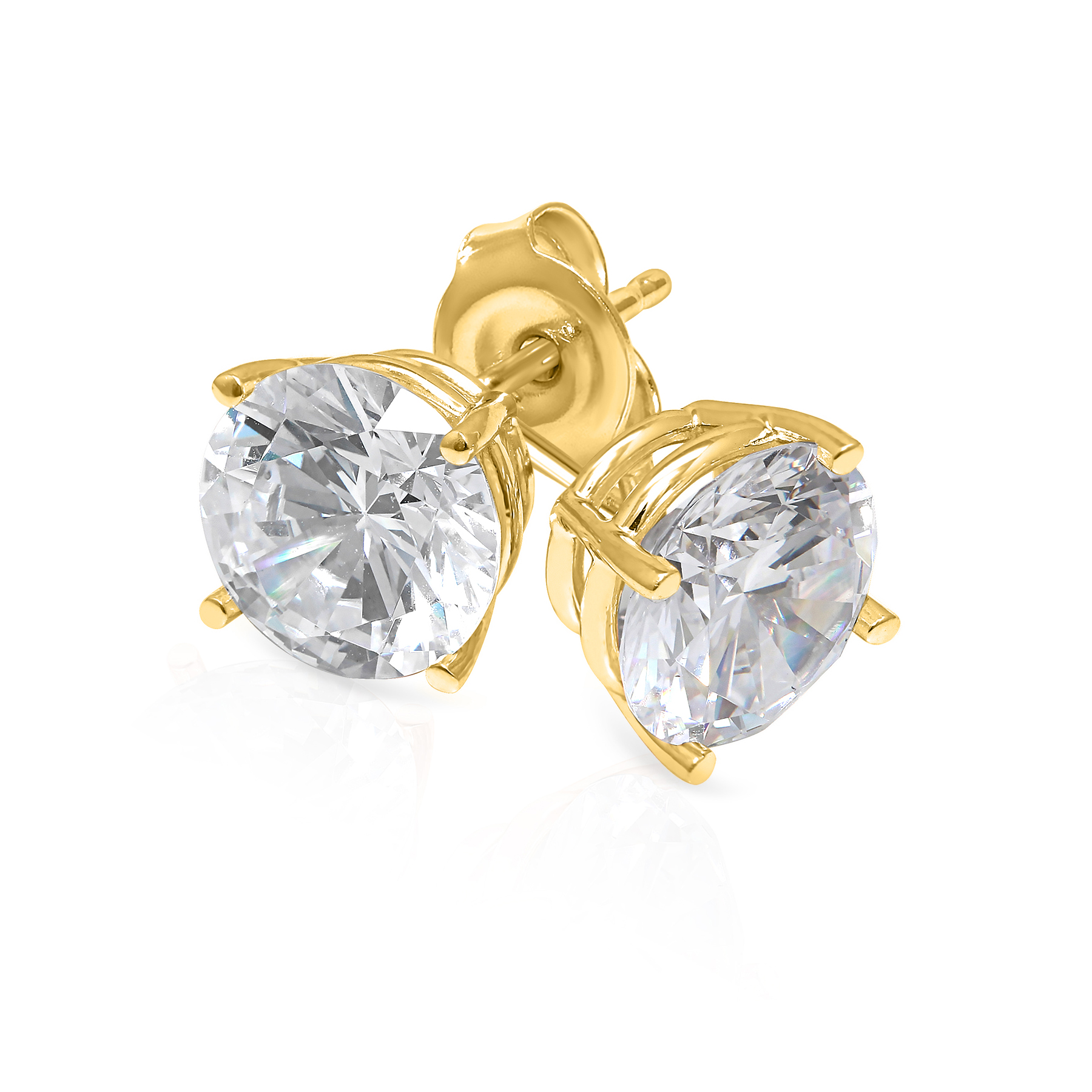 3ctw Round Lab Grown Diamond Yellow Gold Solitaire Earrings 631605922727