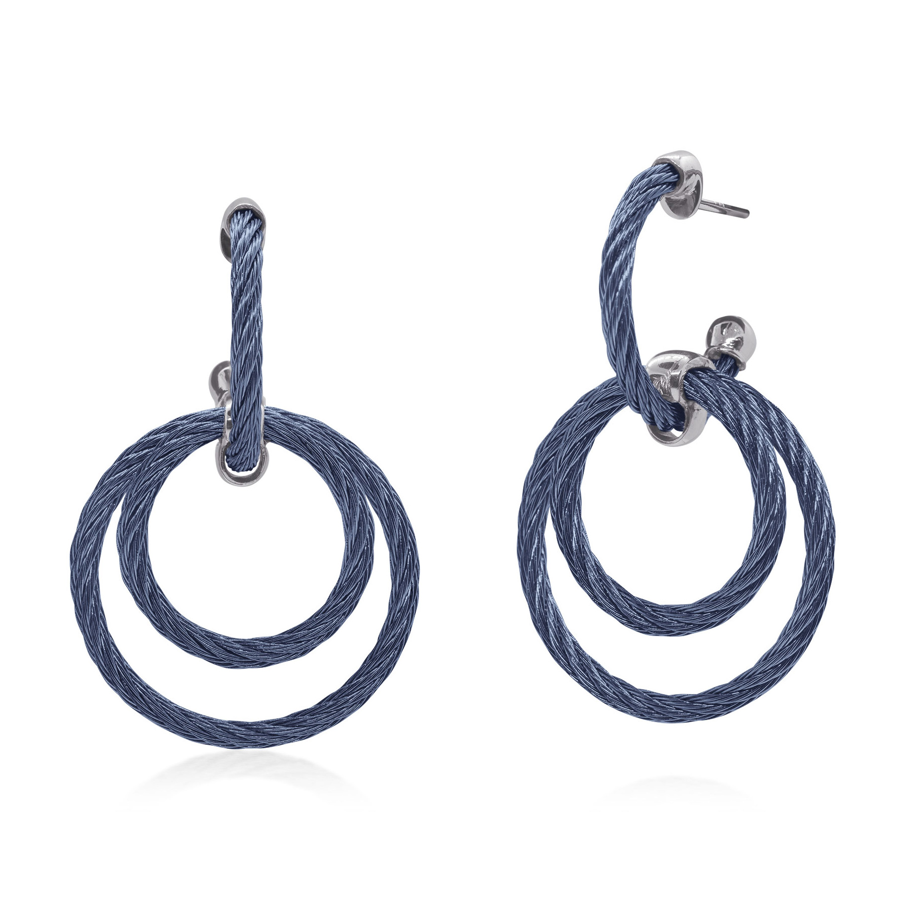 ALOR Blueberry Cable Stainless Steel Triple Hoop Drop Earrings 649276423047