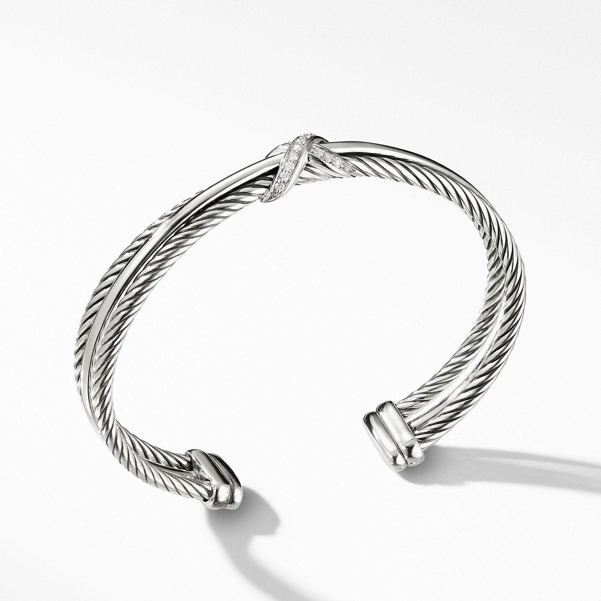 David Yurman Crossover X Bracelet with Diamonds, 7mm - Medium 712161751911