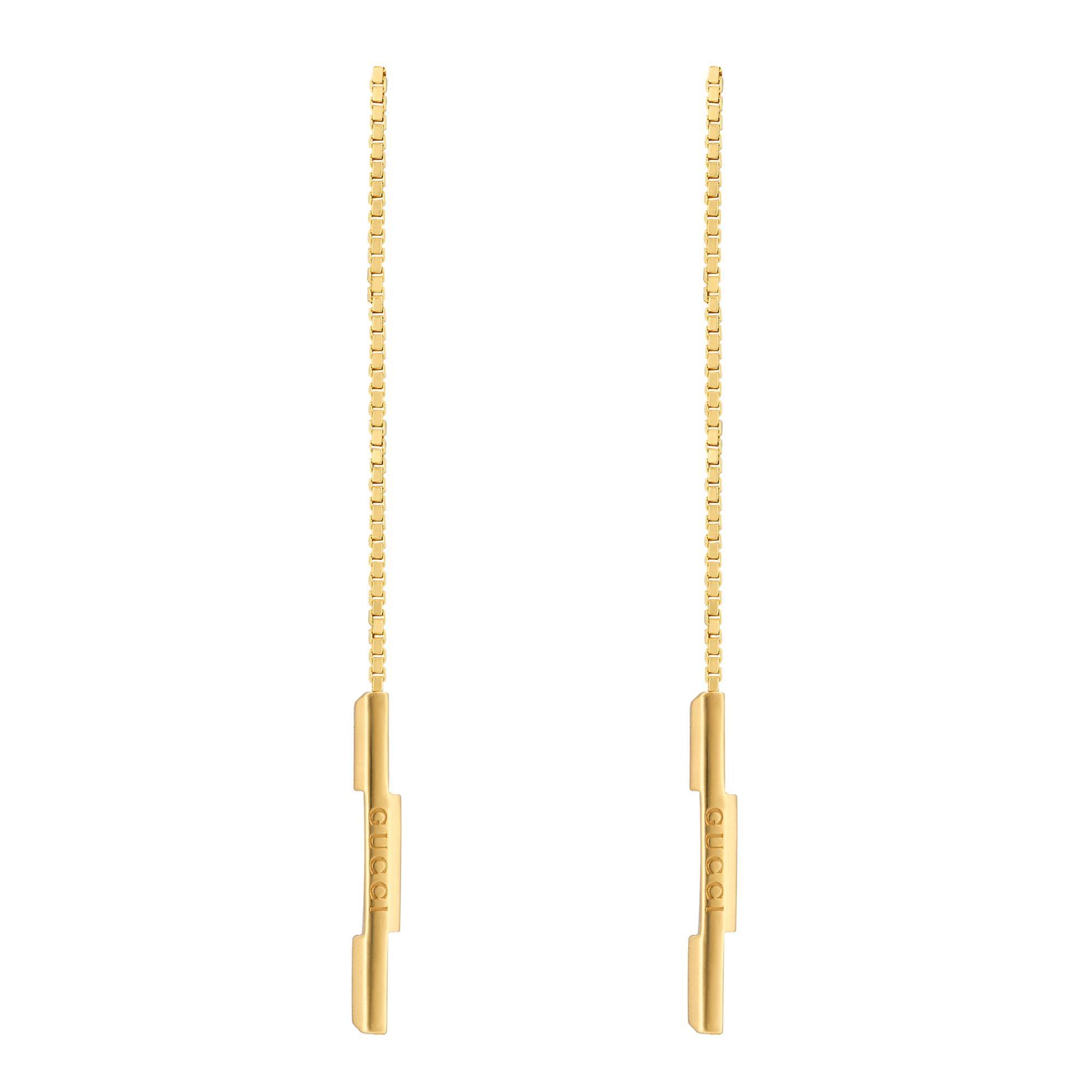 Gucci Link To Love Long Pendant Earrings in Yellow Gold 731903489110