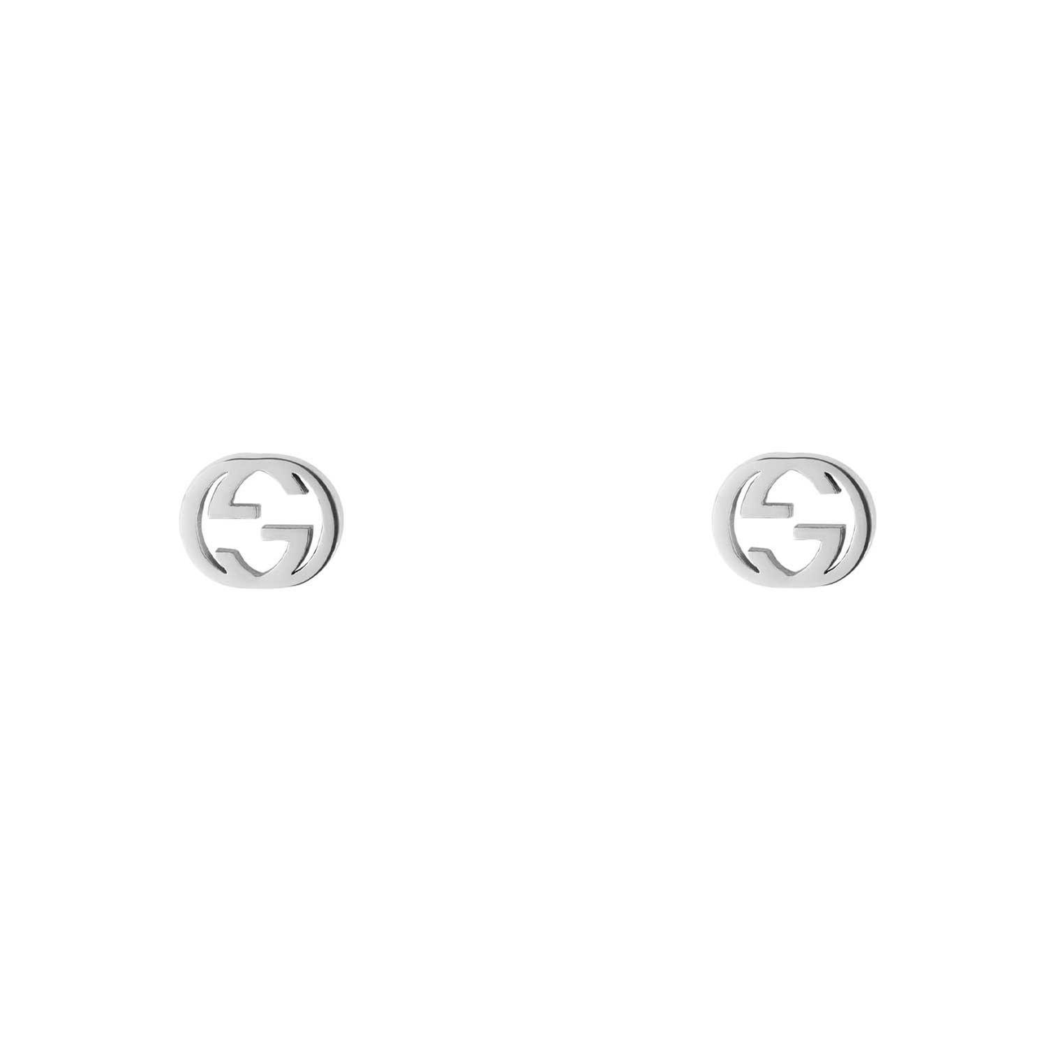 Gucci White Gold Interlocking G Earrings 731903489172