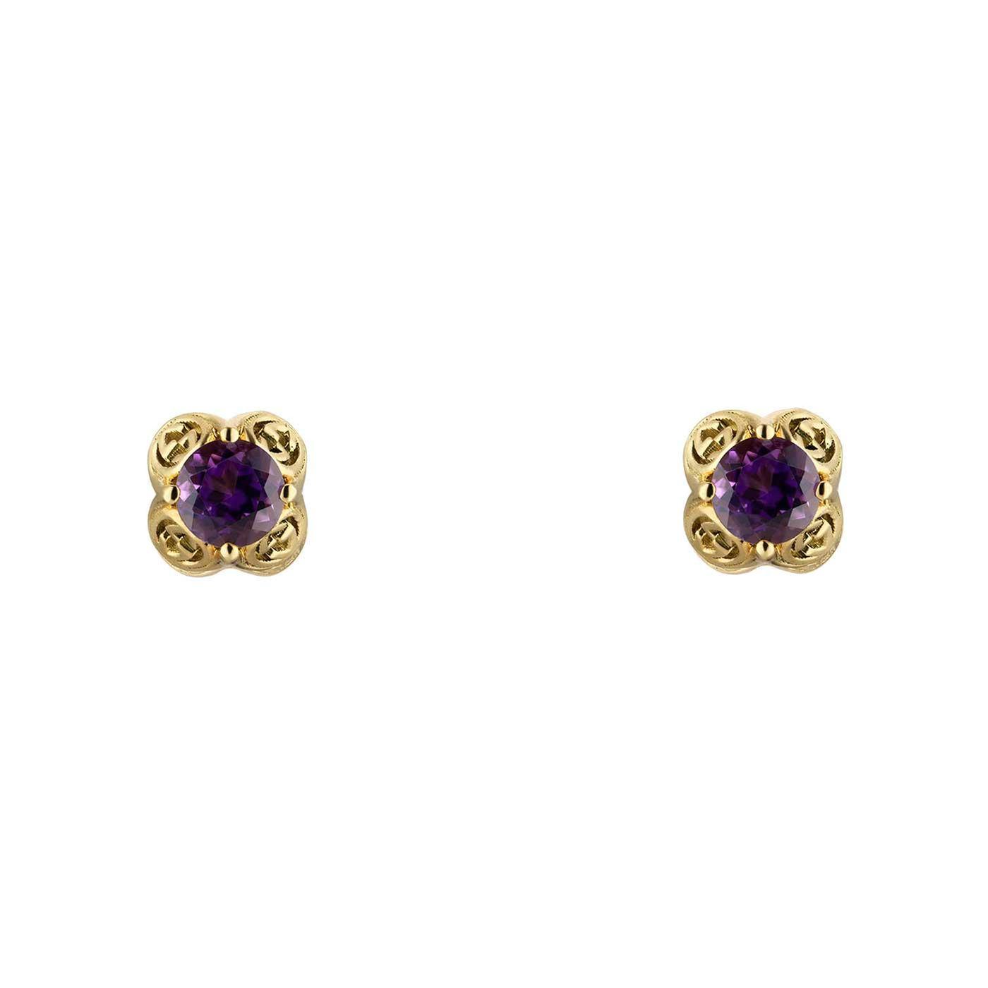 Gucci Yellow Gold Interlocking G Earrings with Amethyst 731903489202