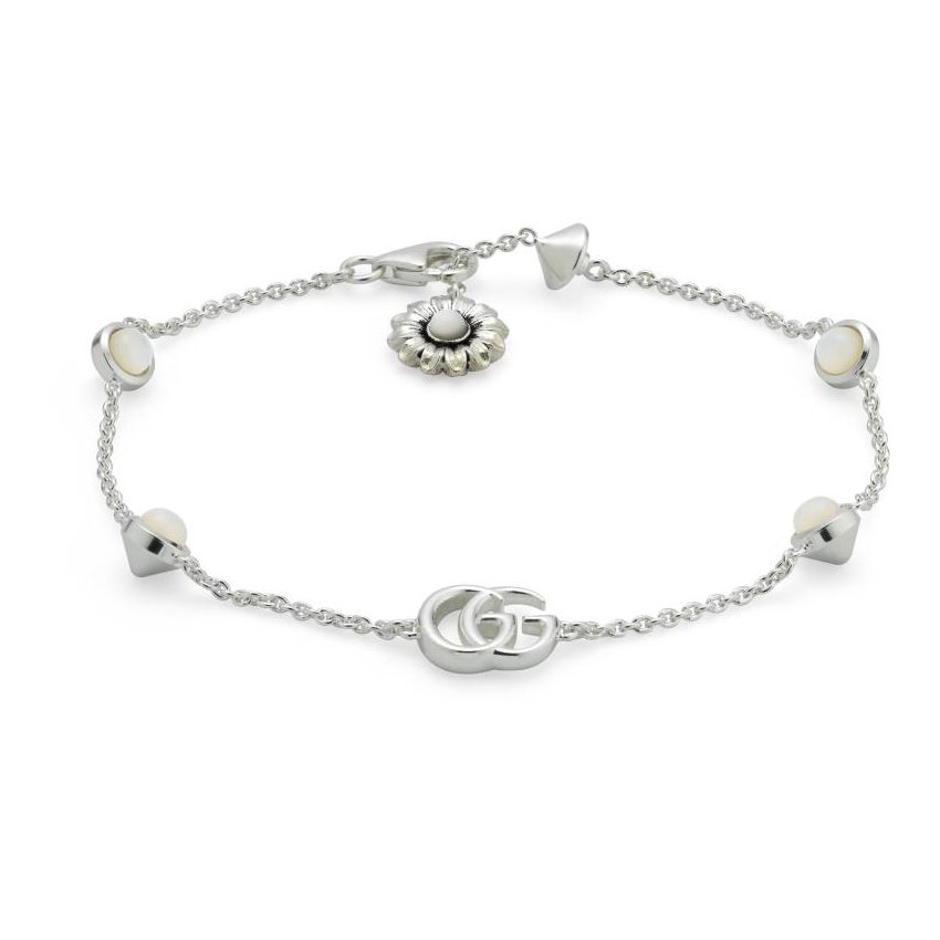 Gucci GG Marmont Mother of Pearl Sterling Silver Bracelet - 7 Inches 731903515543