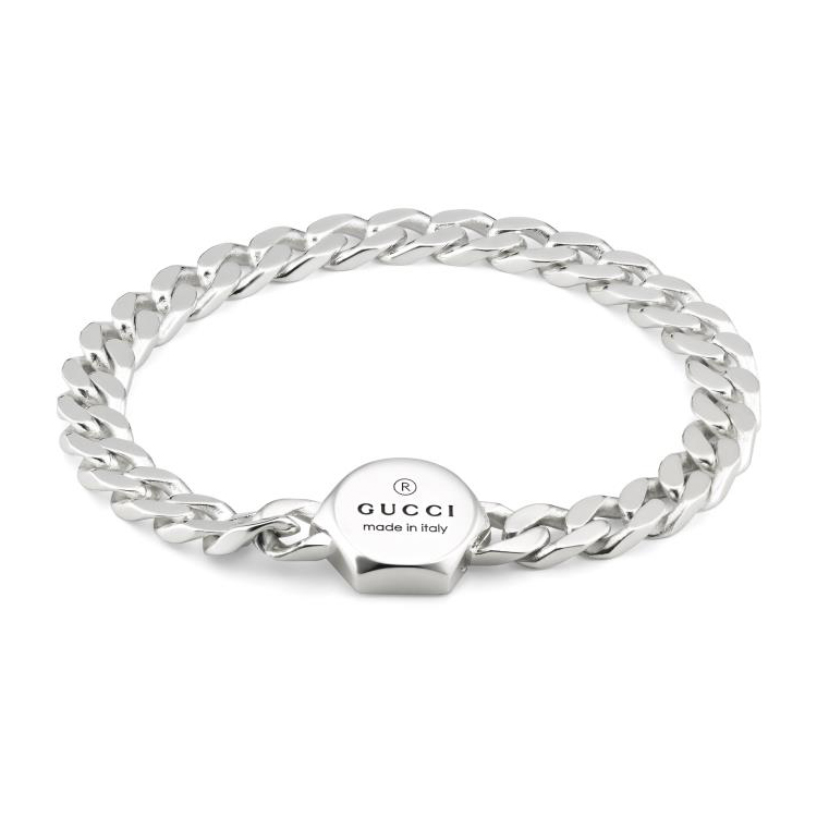 Gucci Trademark Wide Sterling Silver Link Bracelet - 7 Inches 731903518391