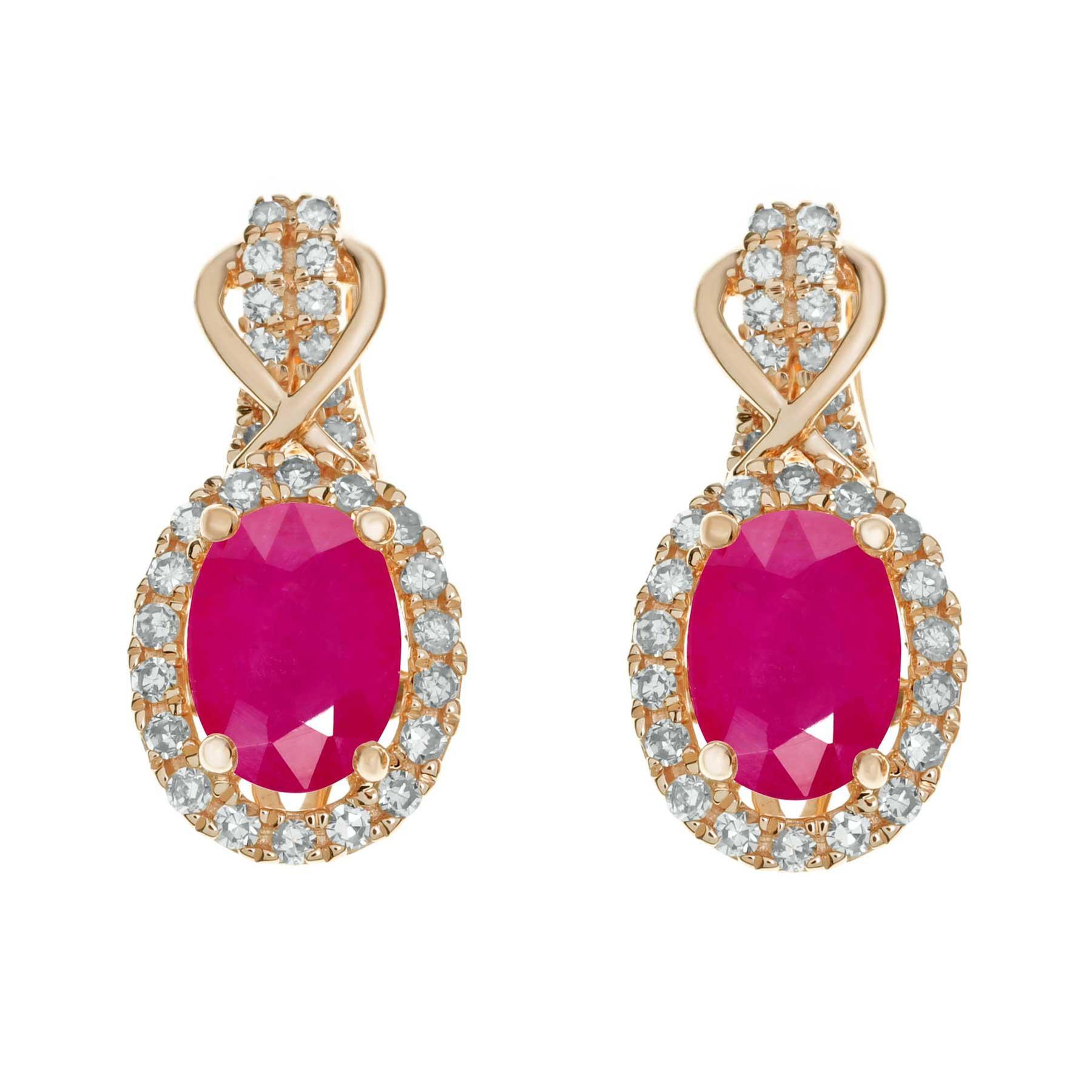 Ruby and Diamond Rose Gold Earrings 1/4ctw 736966686926