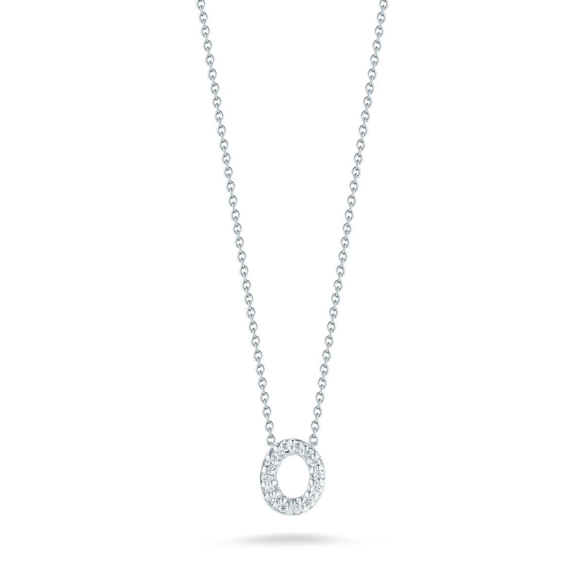 Roberto Coin Tiny Treasures Diamond Love Letter O Pendant Necklace 1/20ctw 801200009608