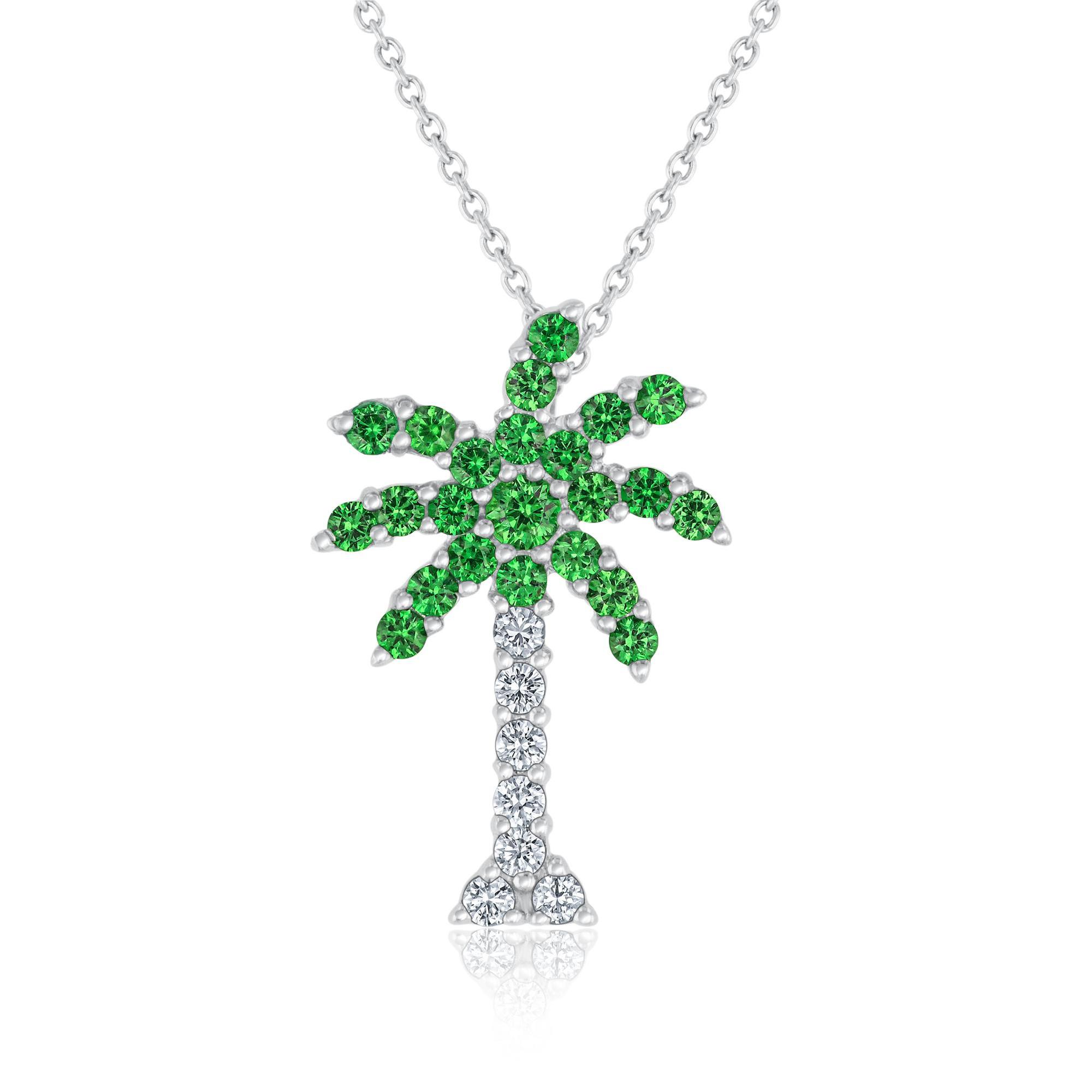 Roberto Coin Tiny Treasures Tsavorite and Diamond Palm Tree Pendant Necklace 801200139916