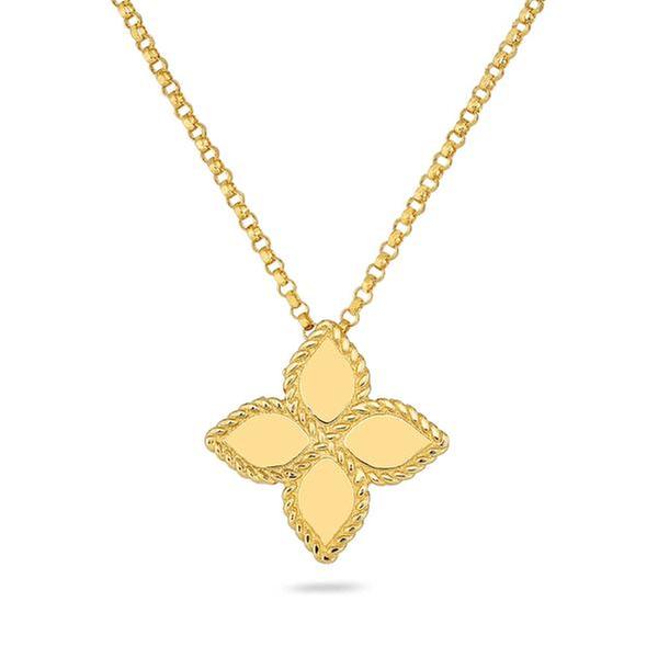 Roberto Coin Yellow Gold Princess Flower Medium Pendant Necklace 801200167568