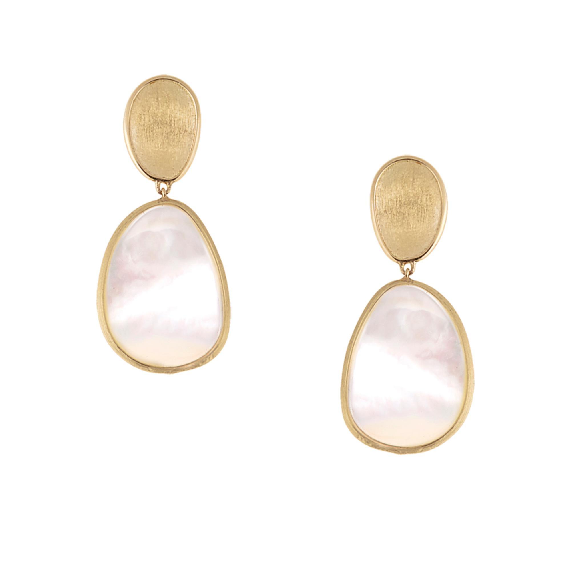 Marco Bicego Yellow Gold Mother-of-Pearl Drop Earrings | Lunaria Collection 8032762275084